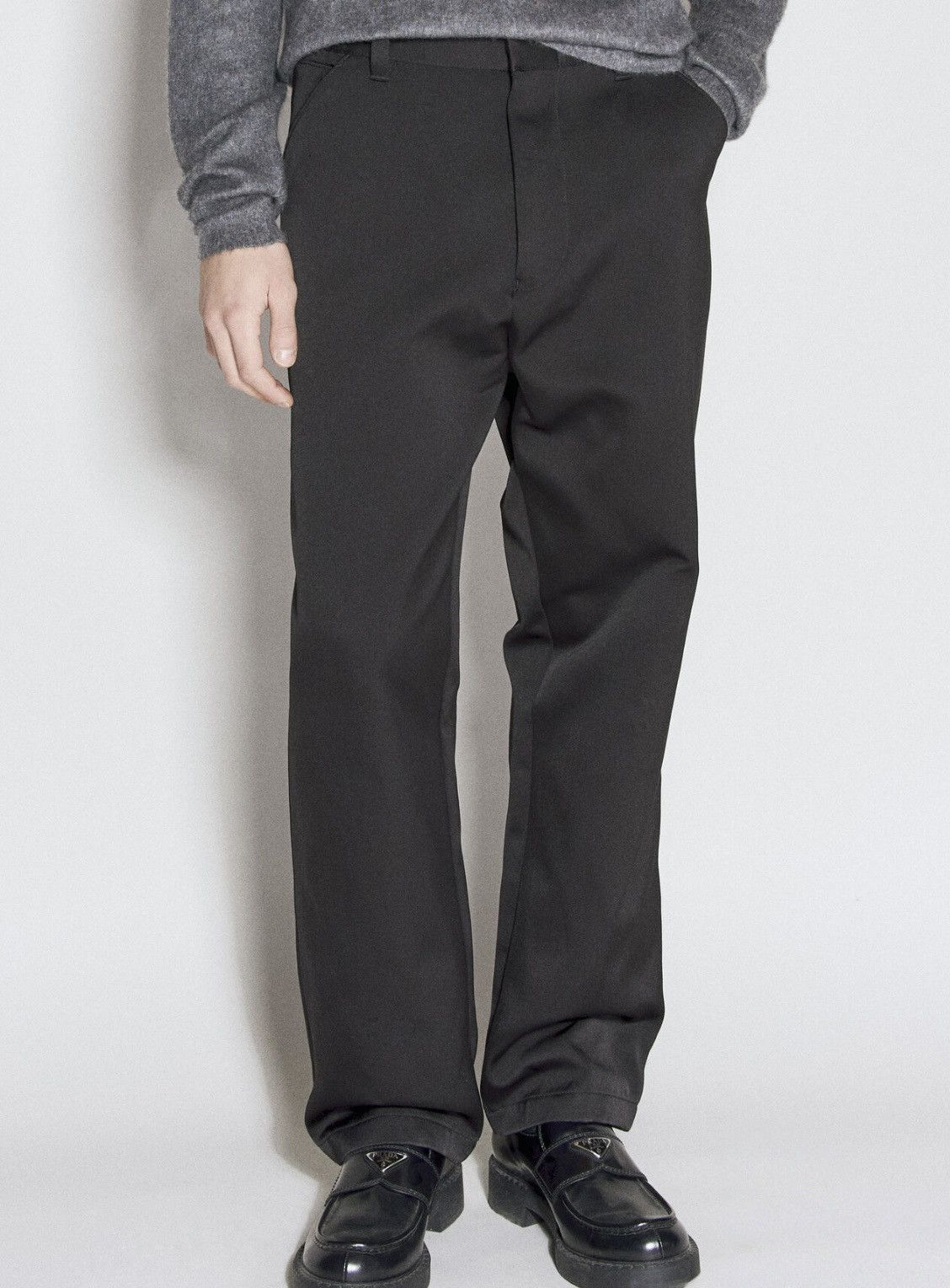 Prada Prada - Black Silk & Cotton Logo Plaque Pants Size US 34 / EU 50 - 2 Thumbnail