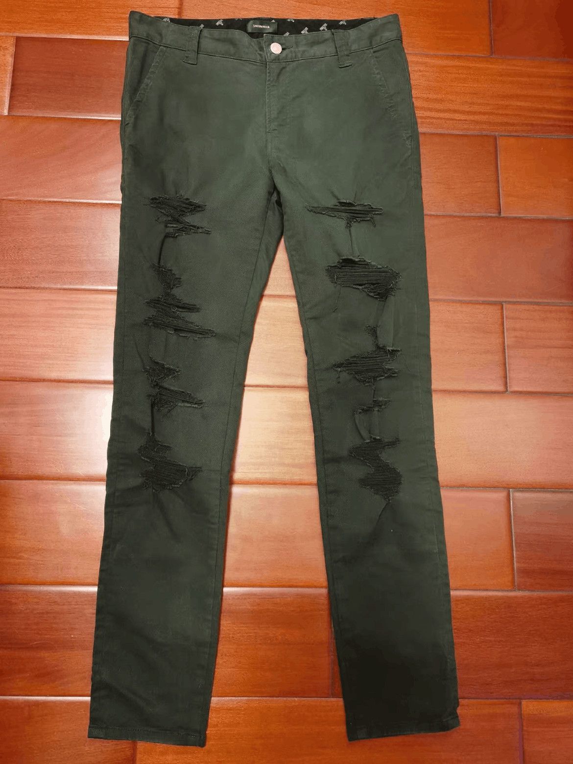 Sz 2 Undercover 15AW NO Border Distressed Pants-2508