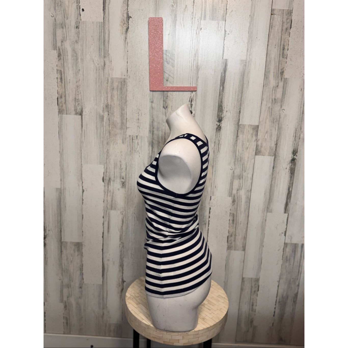Old Navy Old Navy Perfect Tank Top | Navy & White Striped Stretch Ribbed Tank – Size Large Size L / US 10 / IT 46 - 5 Thumbnail