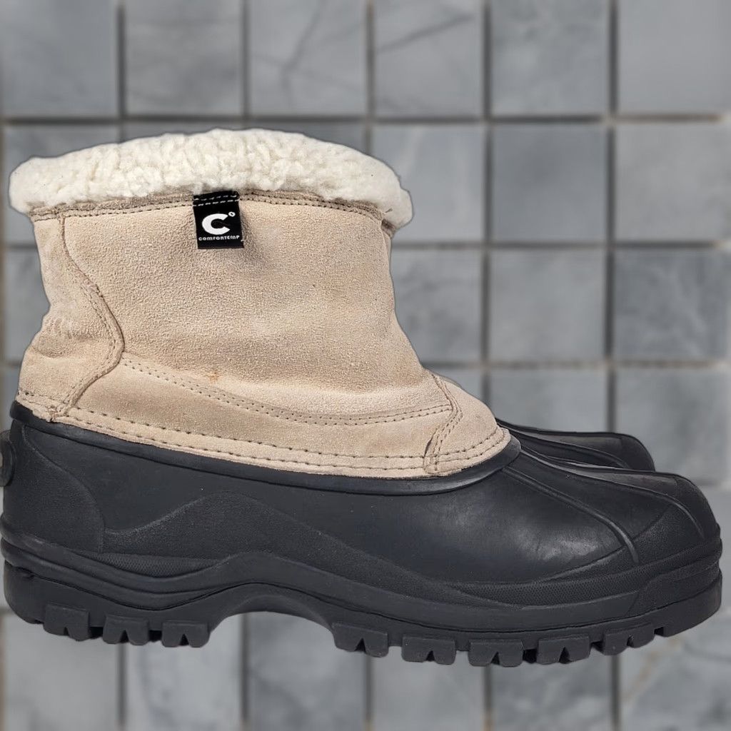 Vintage Due North Snow Boots Men Size 10 Beige Waterproof Insulated Leather Uppers Rubber Sole Winter Snow Boot Mens Size US 10 / EU 43 - 1 Thumbnail