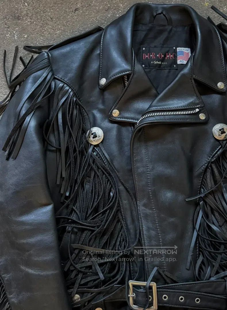 Schott Schott Retro heavy fringed motorcycle leather jacket Size US L / EU 52-54 / 3 - 3 Thumbnail