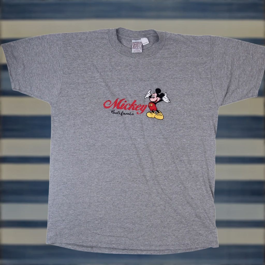 Disney VINTAGE Disney Mickey Mouse Mens Large Spellout Embroidered T Shirt Gray Size US L / EU 52-54 / 3 - 1 Thumbnail