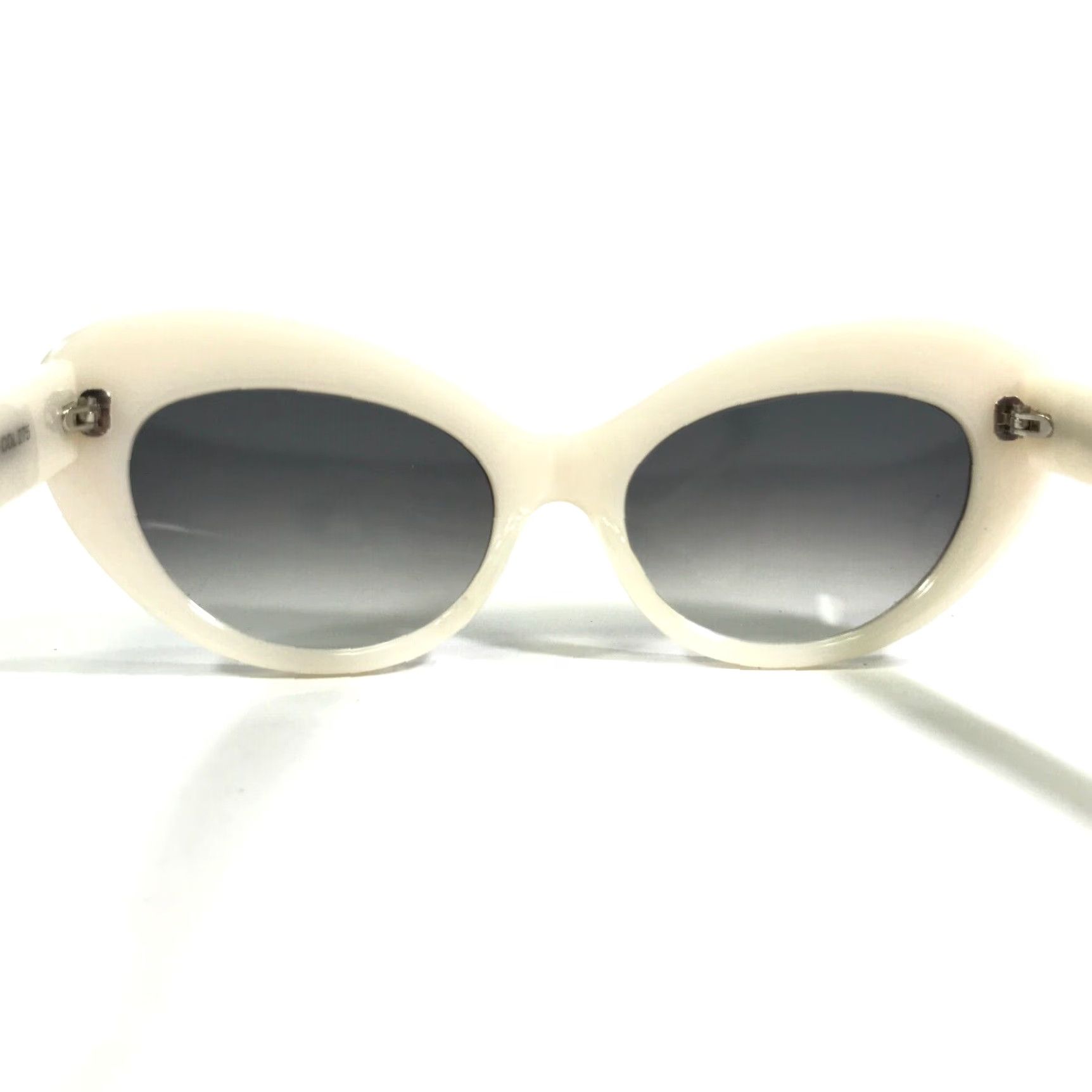 VINTAGE Morgenthal Frederics Cat Eye Sunglasses Women Adult Medium White Oversized Blue Gradient Lenses 90s