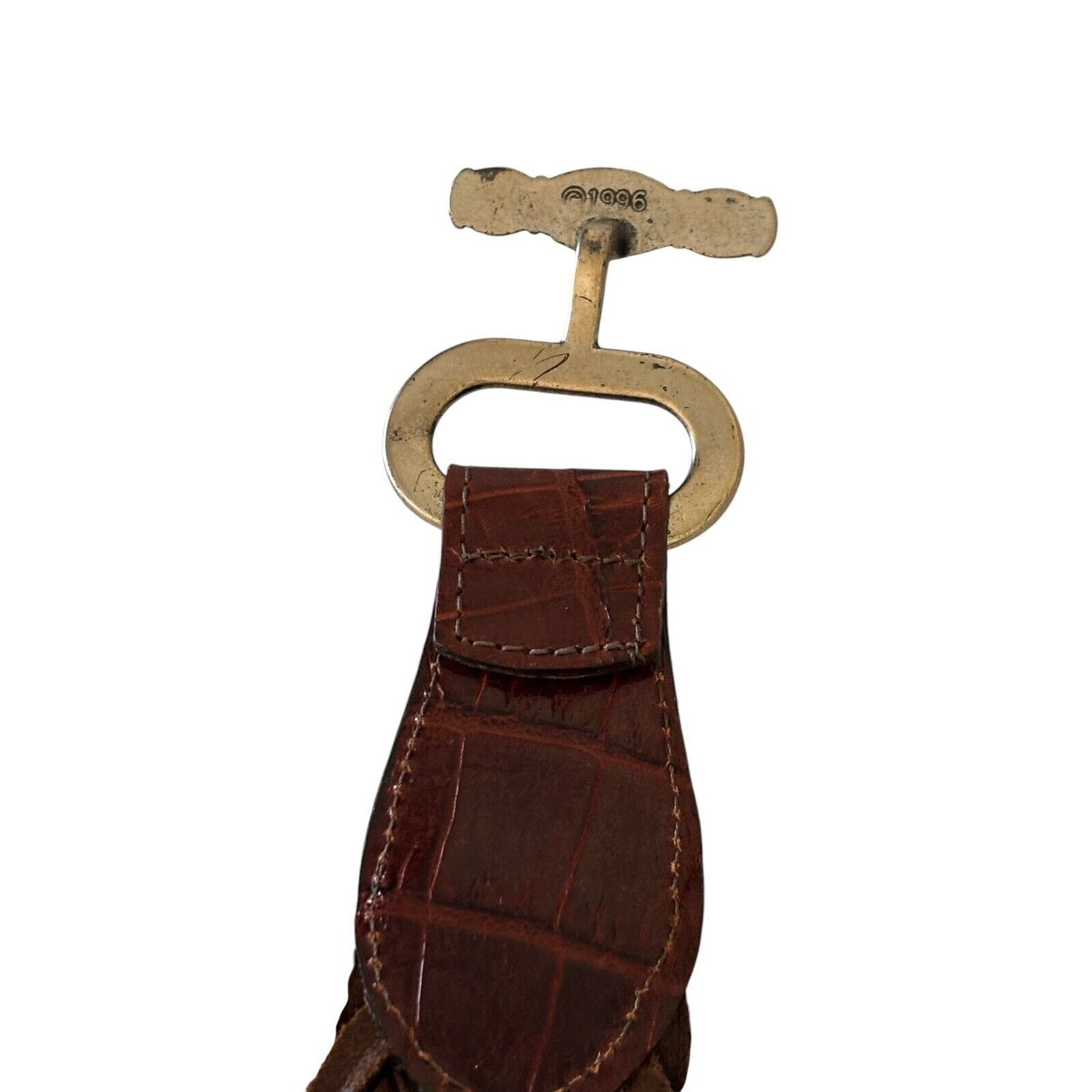 Brighton Brighton 1996 Double Brown Leather Woven Belt Silver Toggle Size ONE SIZE - 5 Thumbnail