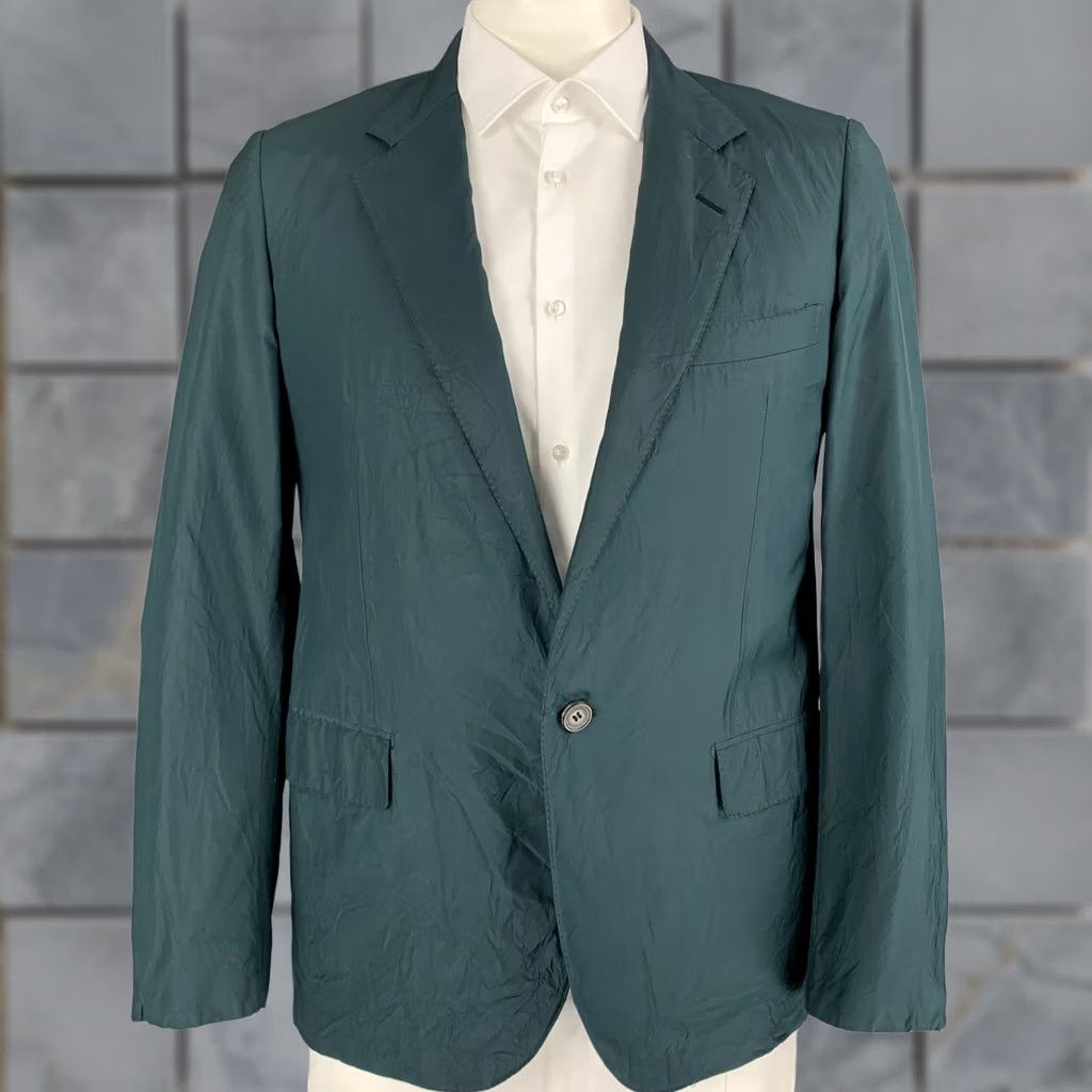 Lanvin LANVIN Sport Coat Size 42 Regular Emerald Wrinkled Silk Notch Lapel Size US XS / EU 42 / 0 - 1 Thumbnail