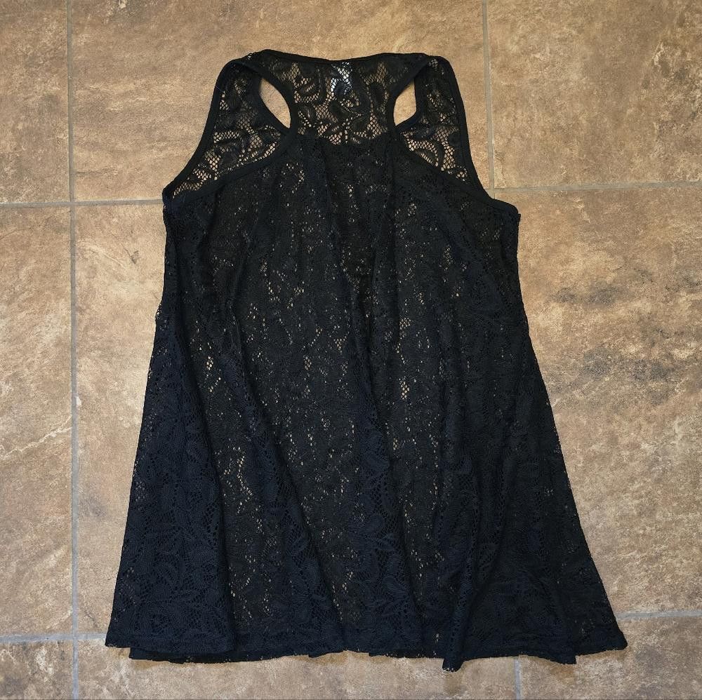 Designer Black Lace Detailed WL Long Tank Size L / US 10 / IT 46 - 2 Thumbnail