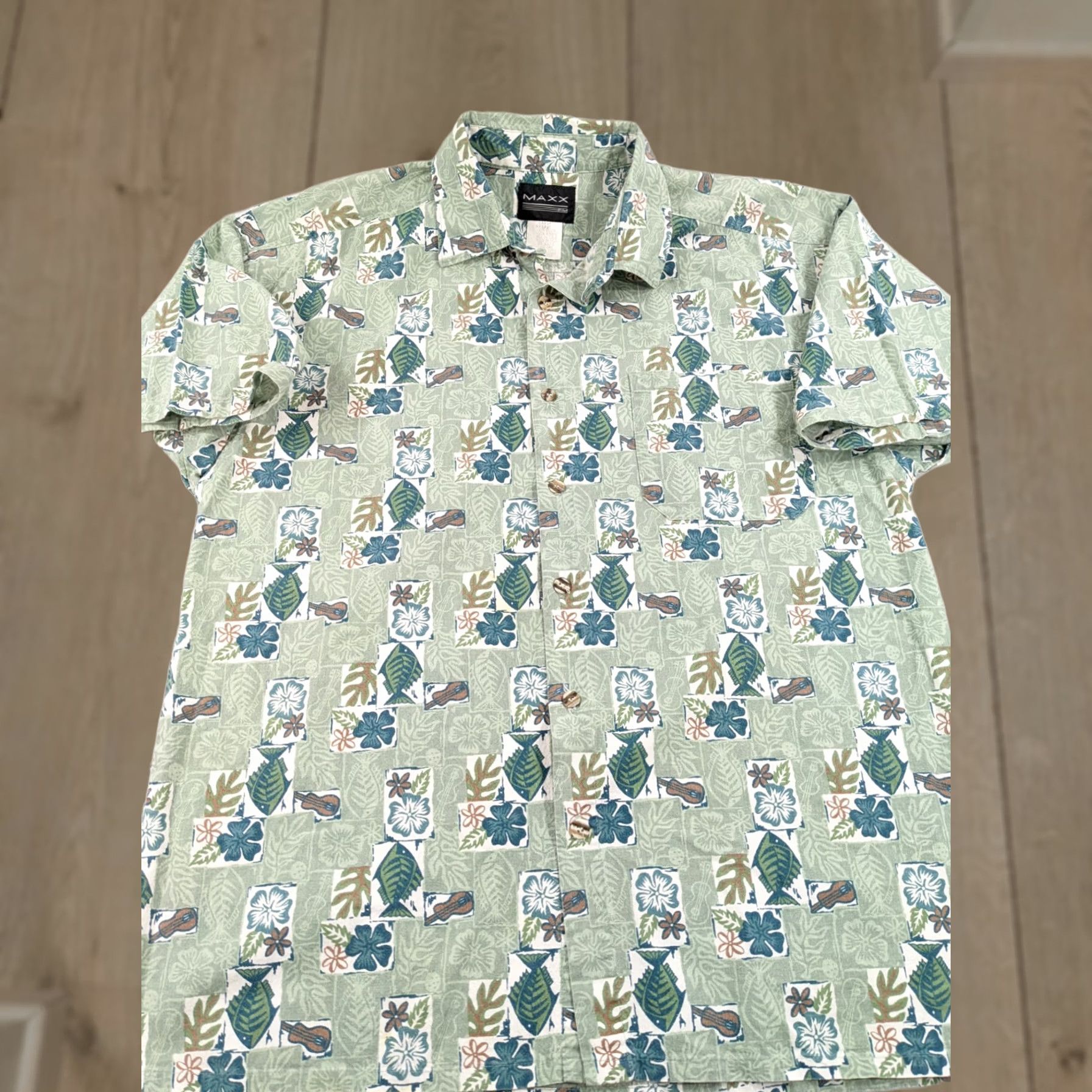 Vintage VINTAGE Maxx FM Hawaiian Shirt Men's Size Large Short Sleeve Button Up Tropical Gray Floral Pattern Casual Button-Up Shirts Mens Size US L / EU 52-54 / 3 - 1 Thumbnail