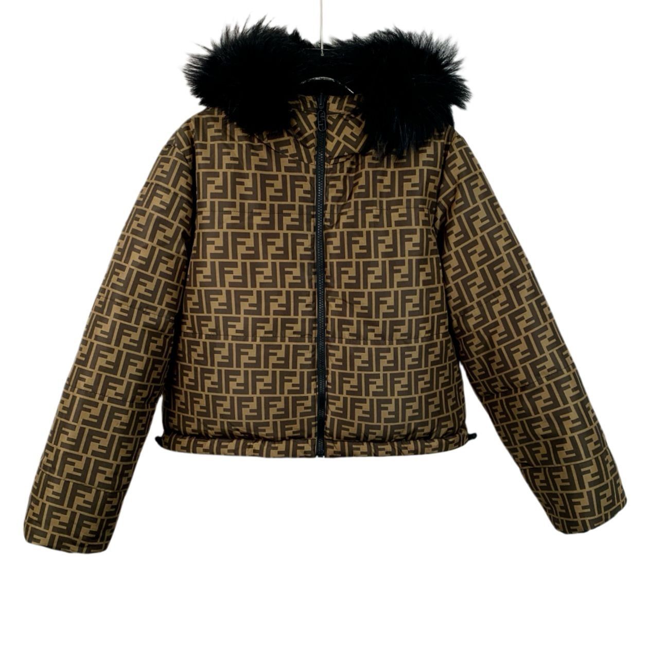 Fendi Fendi Reversible Down Jacket With Monogram Print & Black Fur Size S / US 4 / IT 40 - 1 Thumbnail