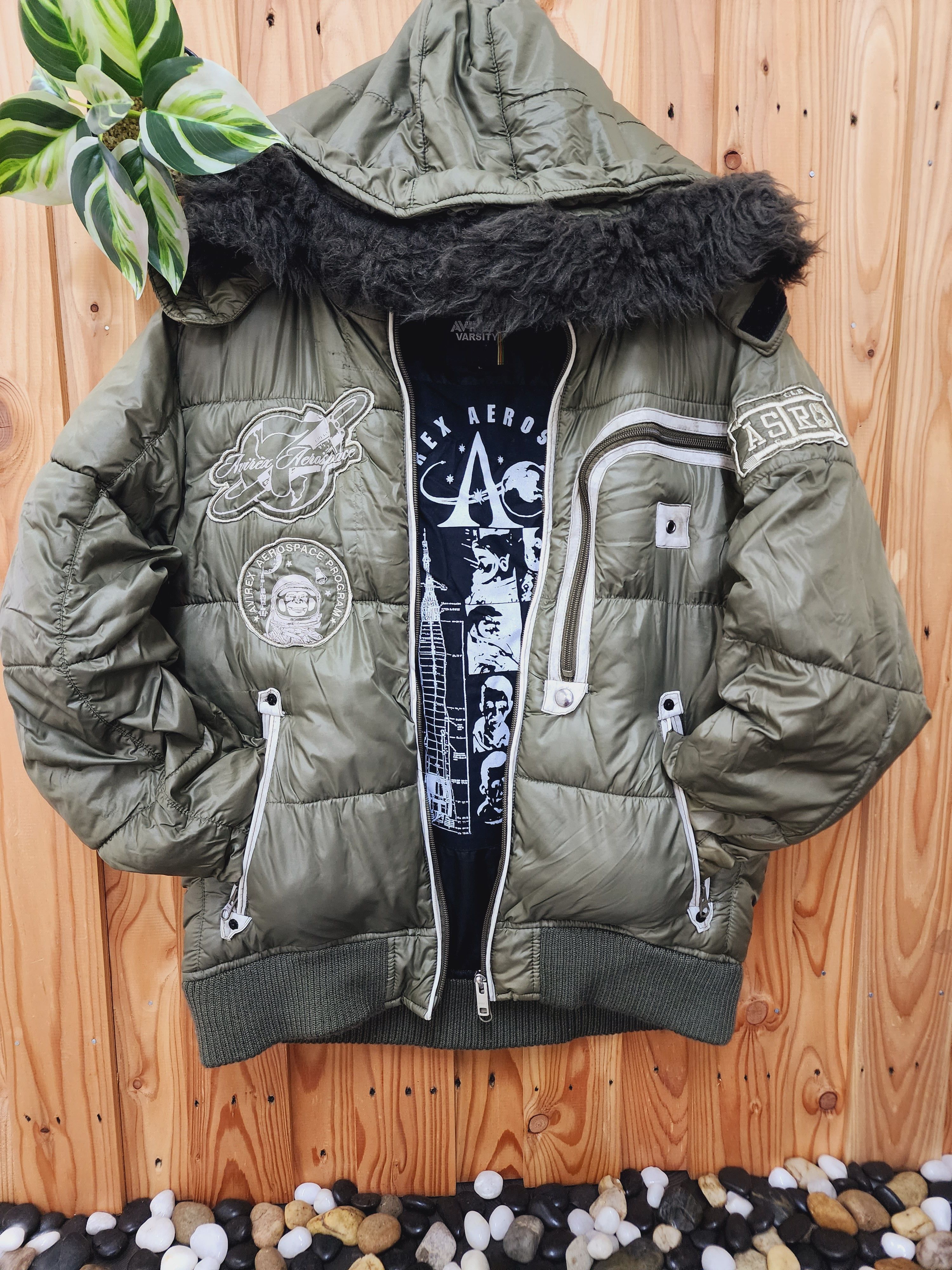 image of Green Vintage Avirex Aerospace Puffer Varsity Jacket, Men's (Size Medium)