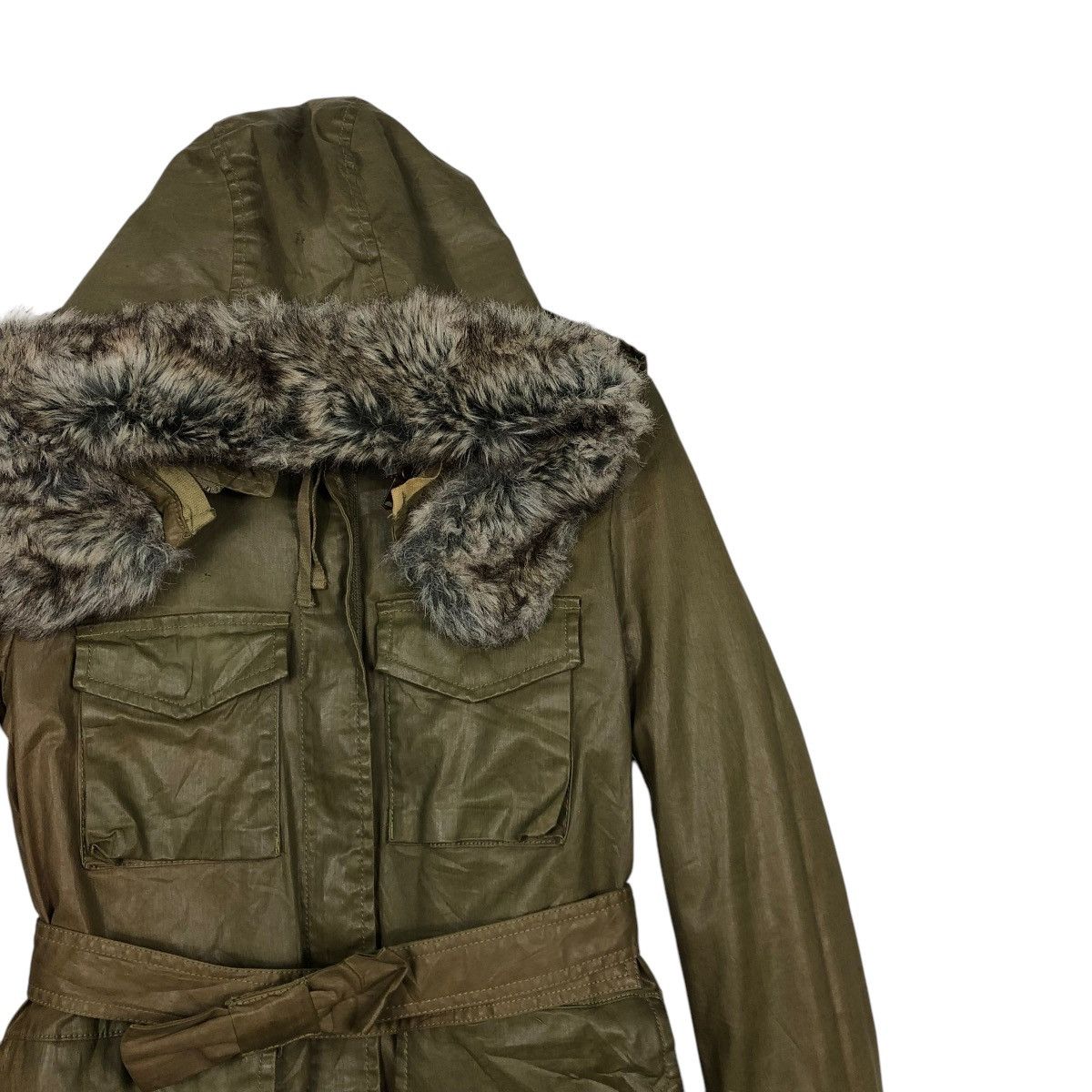 Diesel × Diesel Black Gold 🔥VINTAGE PARKA JACKET WAX DIESEL HOODIE MINK FUR Size S / US 4 / IT 40 - 8 Thumbnail