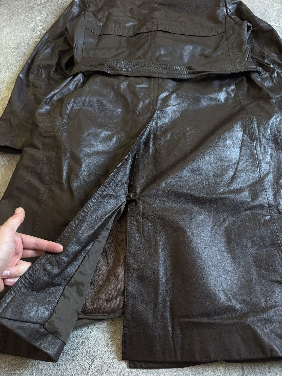 Genuine Leather Retro 52size vintage leather brown coat jacket + lining 90s Size US L / EU 52-54 / 3 - 19 Thumbnail