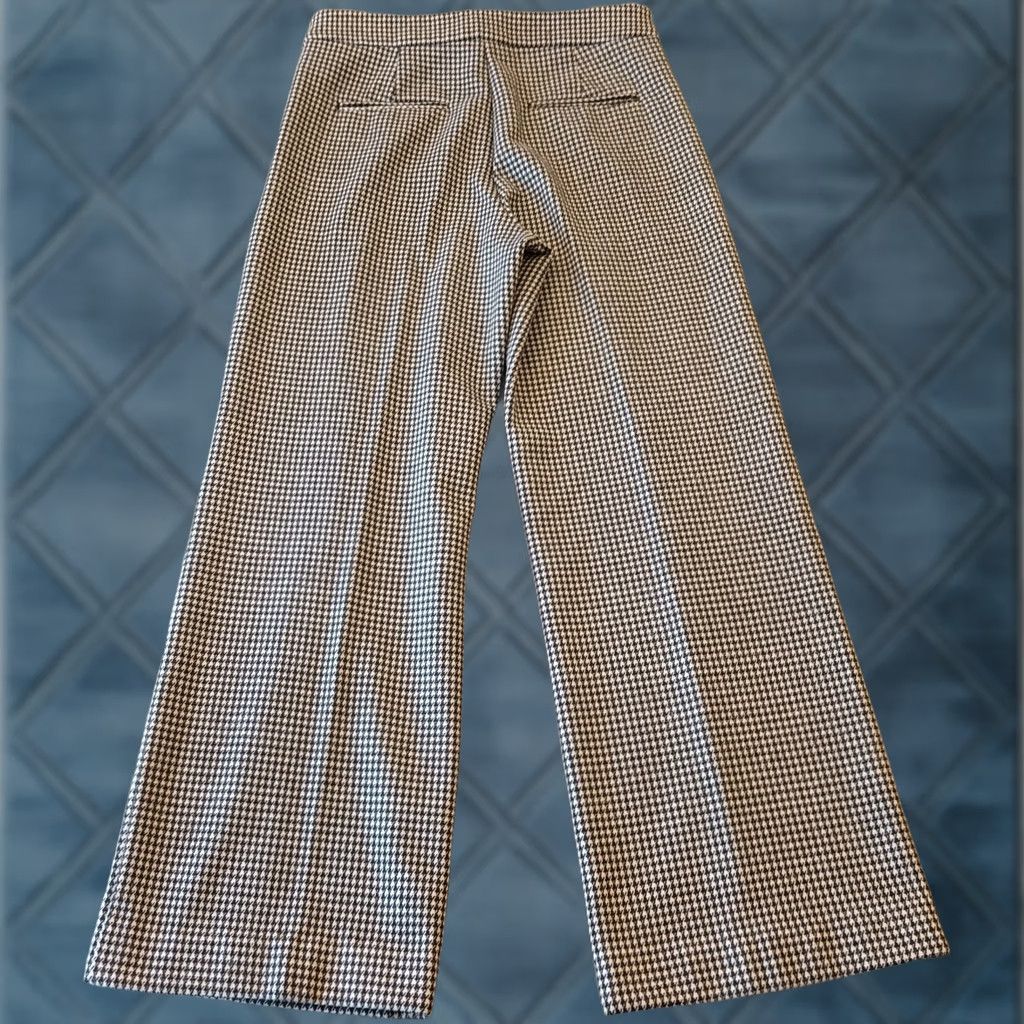 Ann Taylor Ann Taylor Dress Pants Womens Size 6 Black Houndstooth Side Zip Altered Hem Pants Womens Regular Straight 29in Inseam Black Size 28" / US 6 / IT 42 - 1 Thumbnail