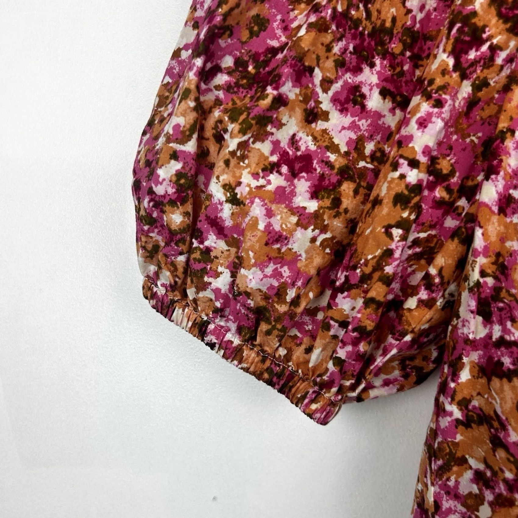 J.Crew J.CREW Blouse Women M Pink Floral Ruffle Balloon Sleeve Round Neck Pullover Casual Workwear Size M / US 6-8 / IT 42-44 - 4 Thumbnail