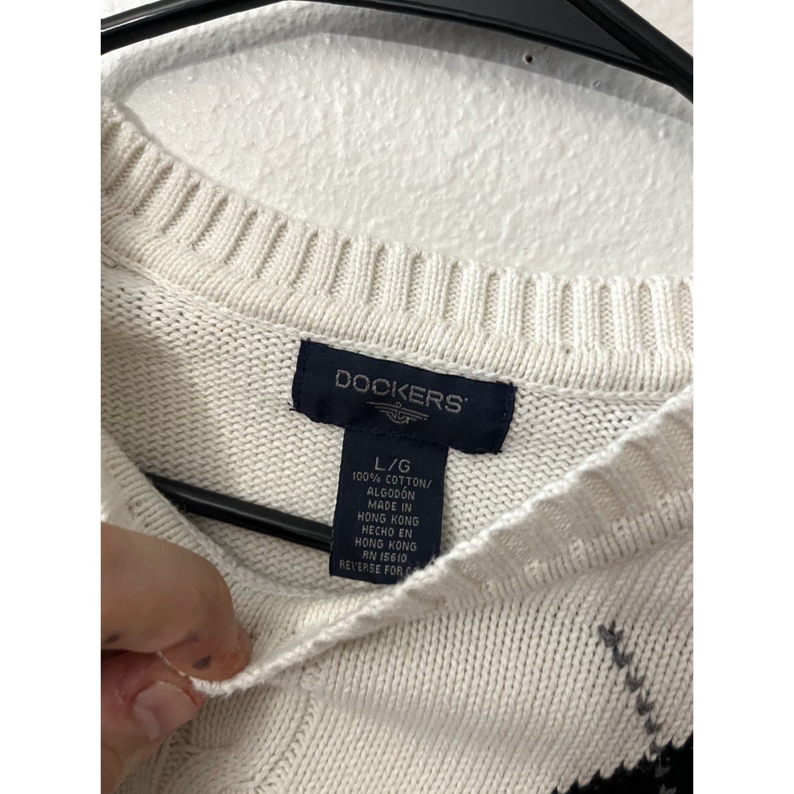 Dockers Dockers Sweater Men's Argyle Long Sleeve Size Large White Preppy Size US L / EU 52-54 / 3 - 3 Thumbnail