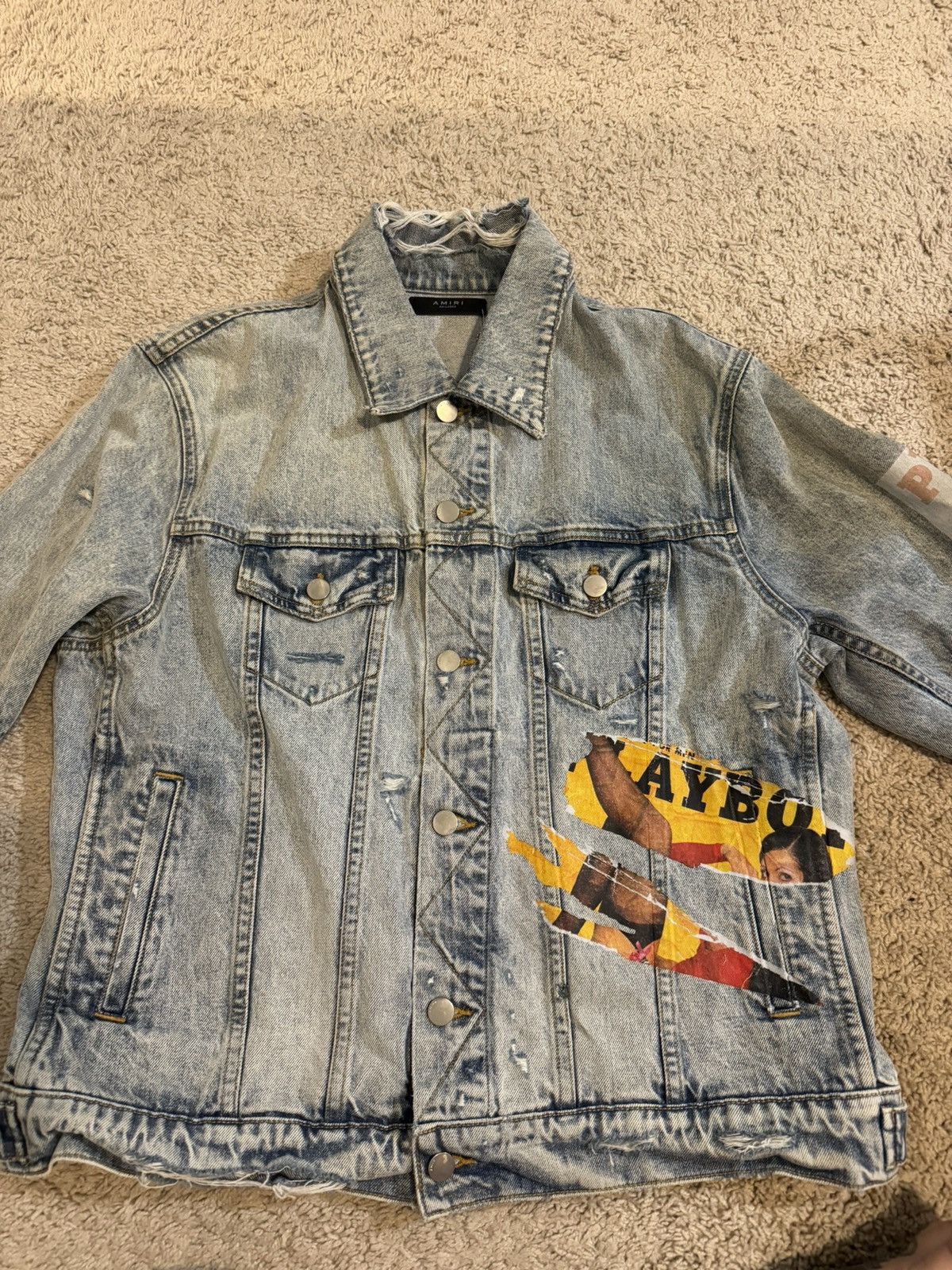 image of Amiri x Playboy NWT Playboy Magazine Denim Jacket, Men's (Size XL)