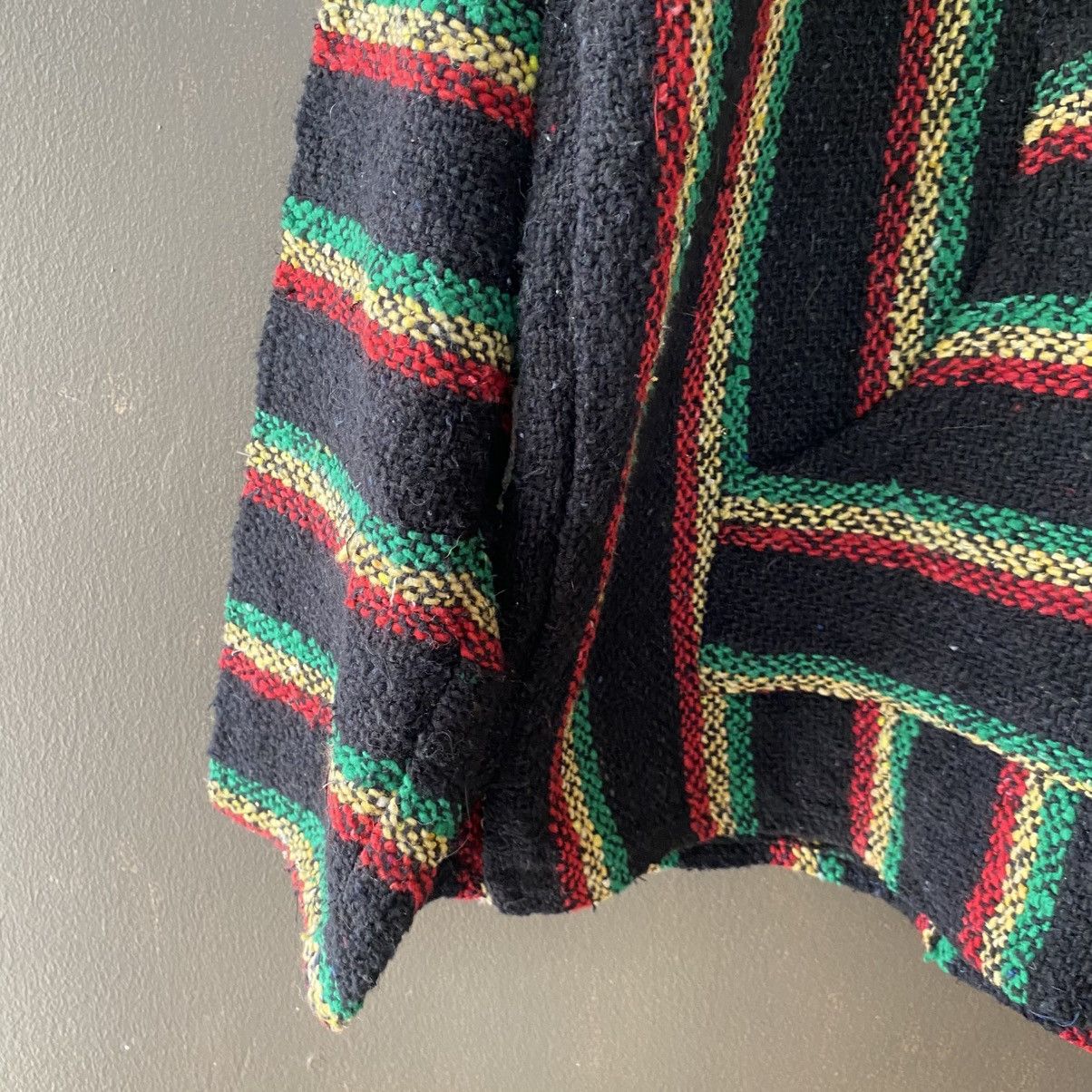 Vintage Black Baja Hoodie with Red, Green & Yellow Stripes Size US XL / EU 56 / 4 - 15 Thumbnail