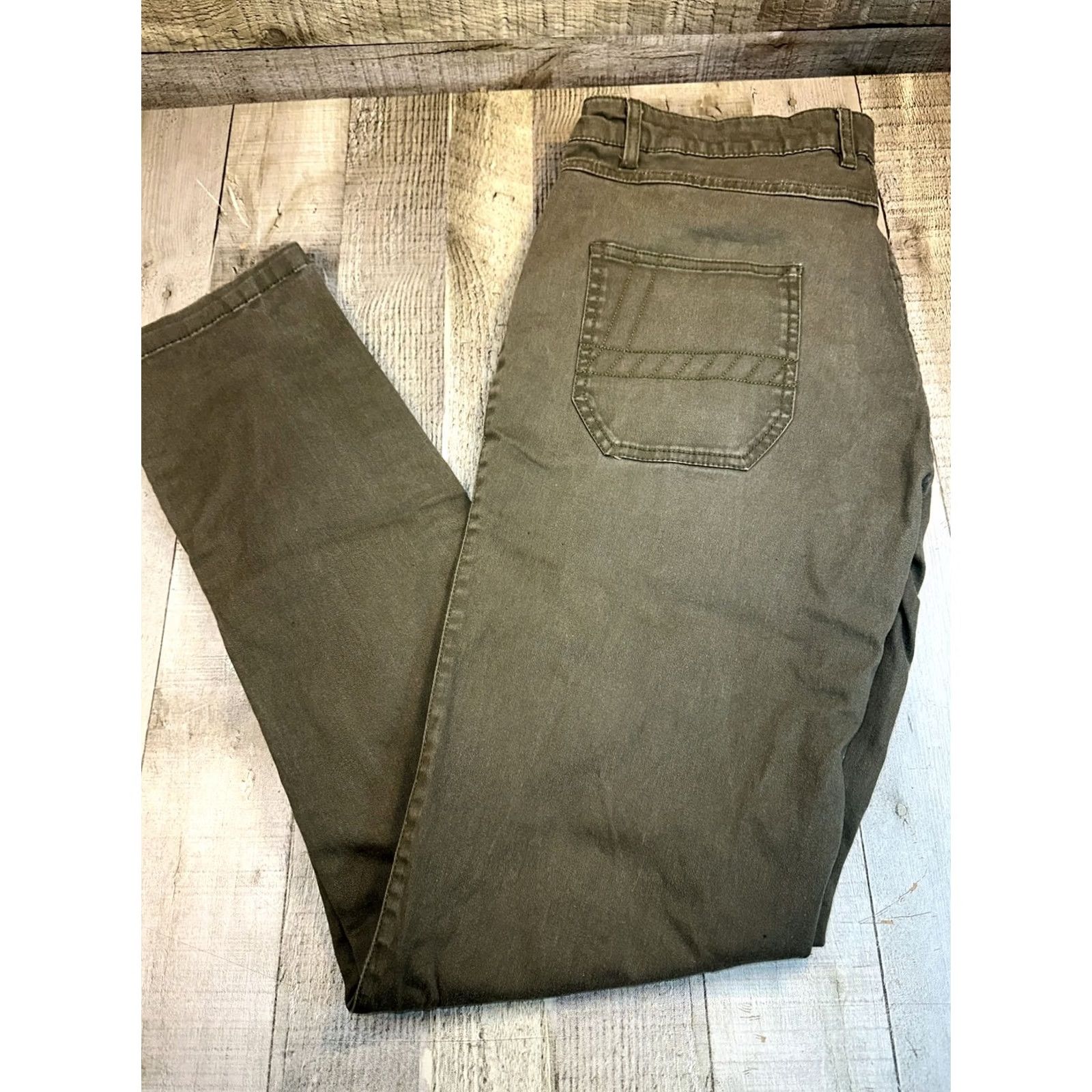 Vintage Galaxy By Harvic Men Slim Chino Pants Green 32x32 Pants Stretch Utility 97% Cotton/3% Spandex Shirt Mens Size US 32 / EU 48 - 3 Thumbnail
