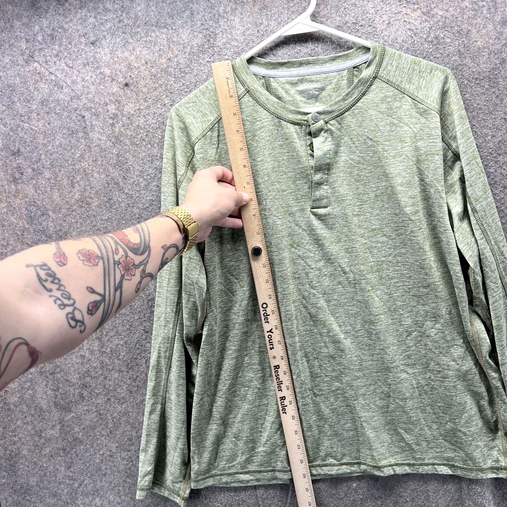 Vintage VINTAGE: No Reel Legends Shirt Mens Small Green Freeline Henley Long Sleeve Performance Shirt Size US S / EU 44-46 / 1 - 5 Thumbnail