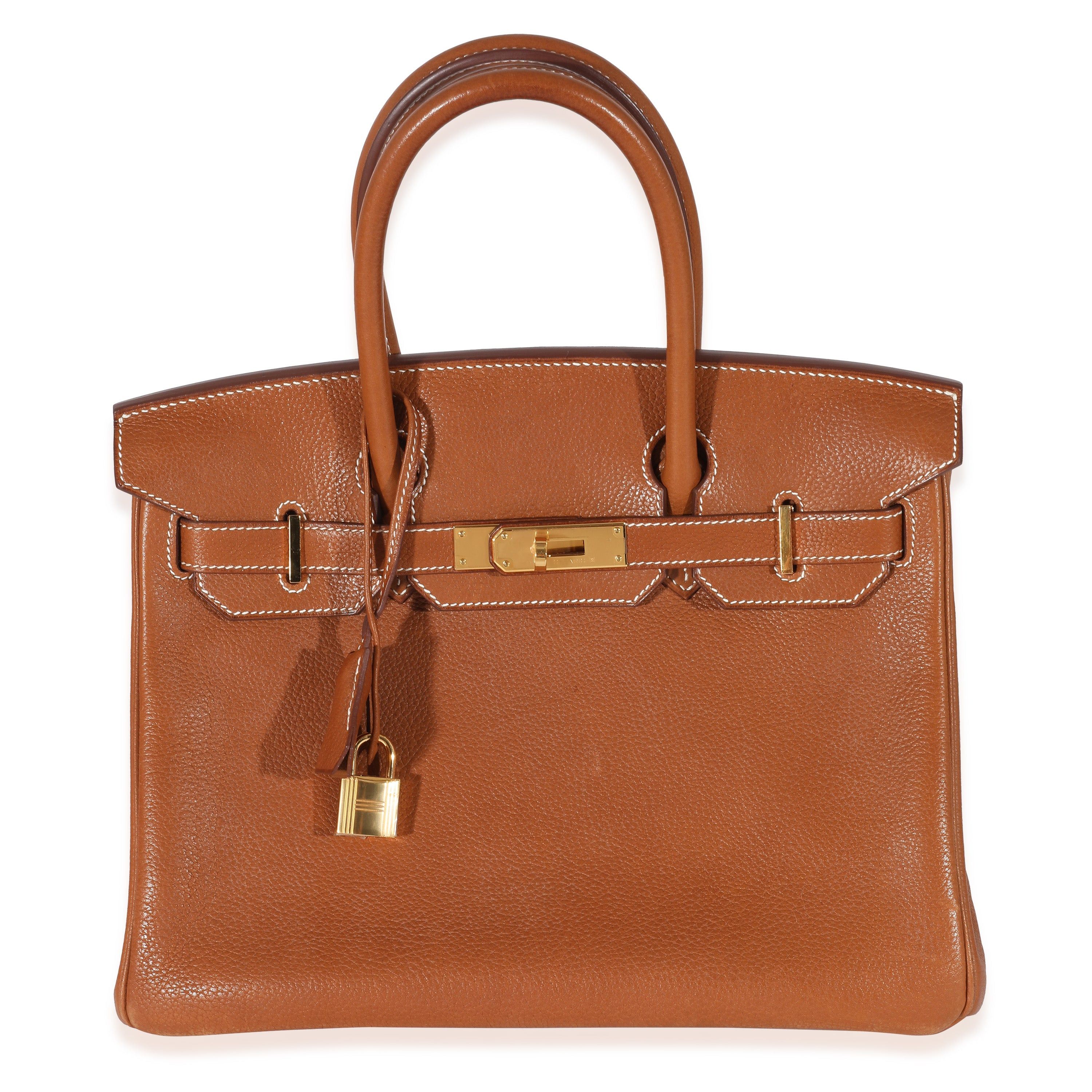 image of Hermes Fauve Natural Barenia Faubourg Birkin 30 Ghw in Red, Women's