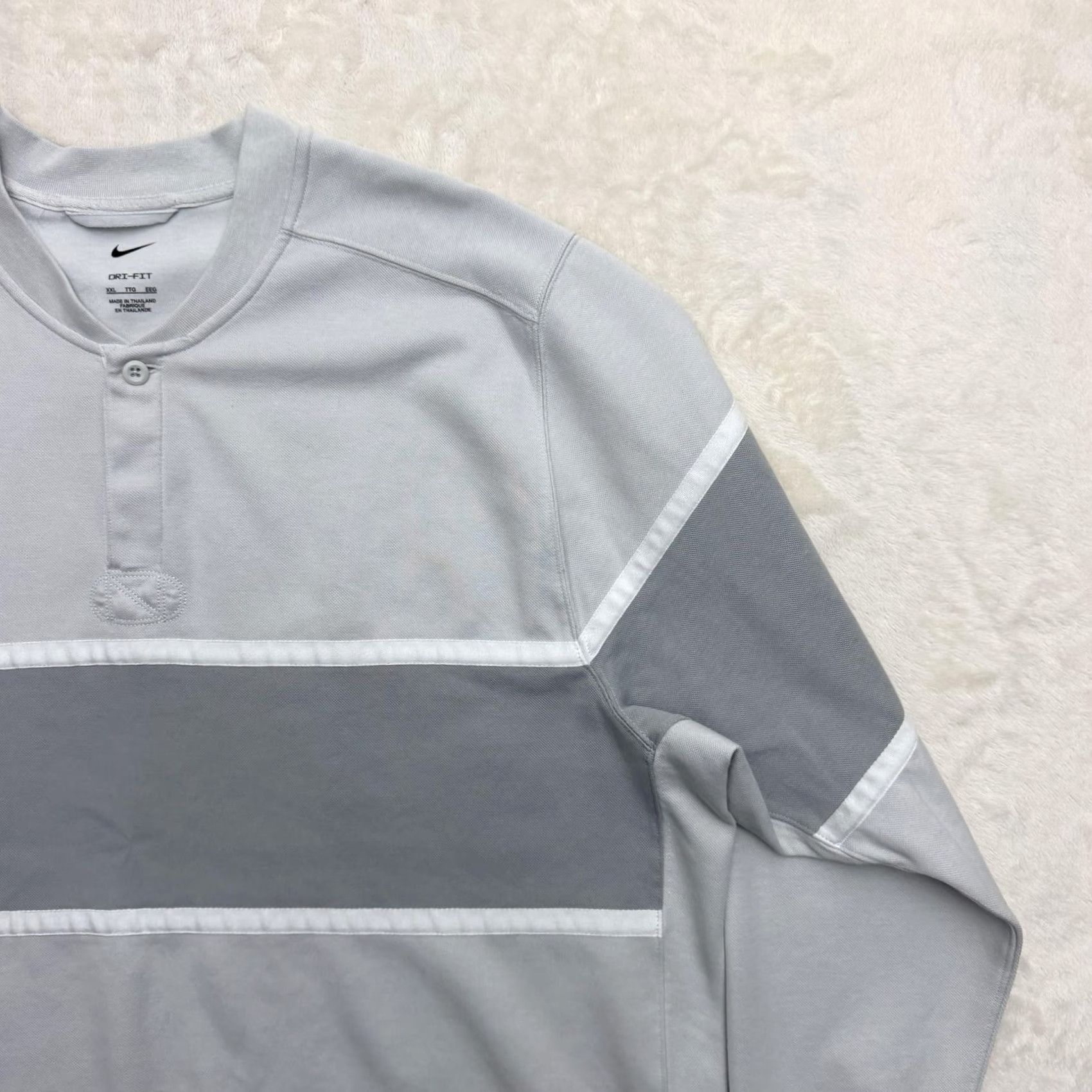Nike Nike Dri-FIT Henley Shirt Mens 2XL Gray Colorblock Rugby Athletic Preppy Heavy Size US XXL / EU 58 / 5 - 3 Thumbnail