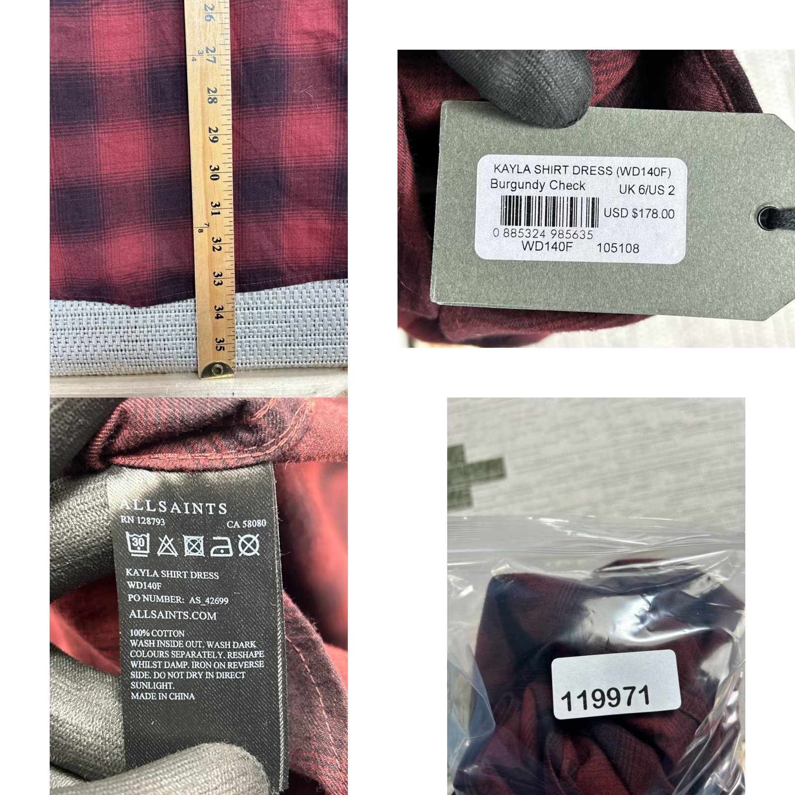 Allsaints AllSaints Kayla Shirt Dress Women 2 Red Check Cotton Button Up Shirttail Hem New Shirt Dress Women 2 Red Check Cotton Button Up Shirttail Hem New Size XS / US 0-2 / IT 36-38 - 8 Thumbnail