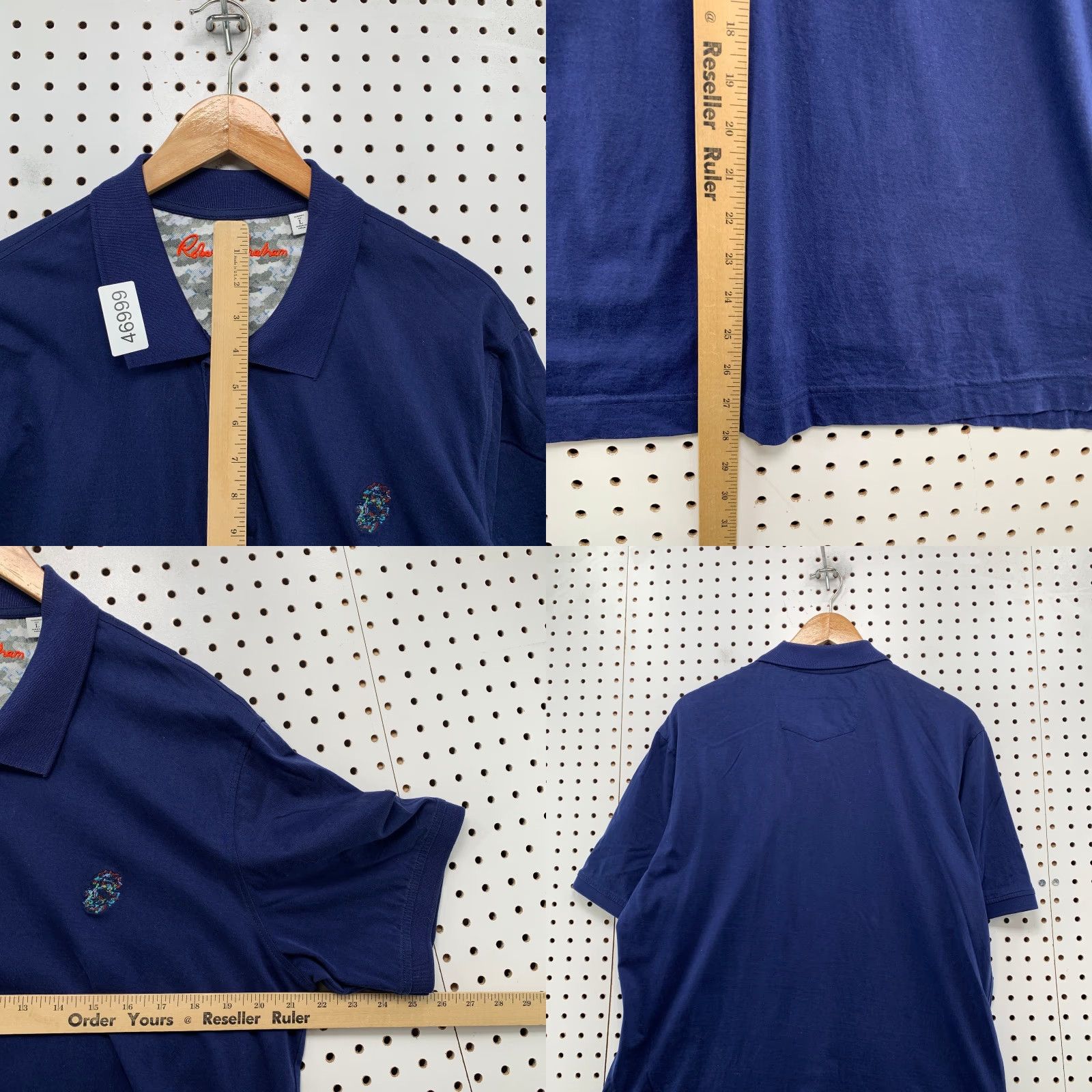 Robert Graham Robert Graham Polo Shirt Mens Large Navy Blue Short Sleeve Collared Preppy Work Shirt Size US L / EU 52-54 / 3 - 8 Thumbnail