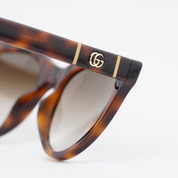 Gucci Gucci GG0763S 002 Sunglasses Havana Cat Eye Frame Size ONE SIZE - 8 Thumbnail