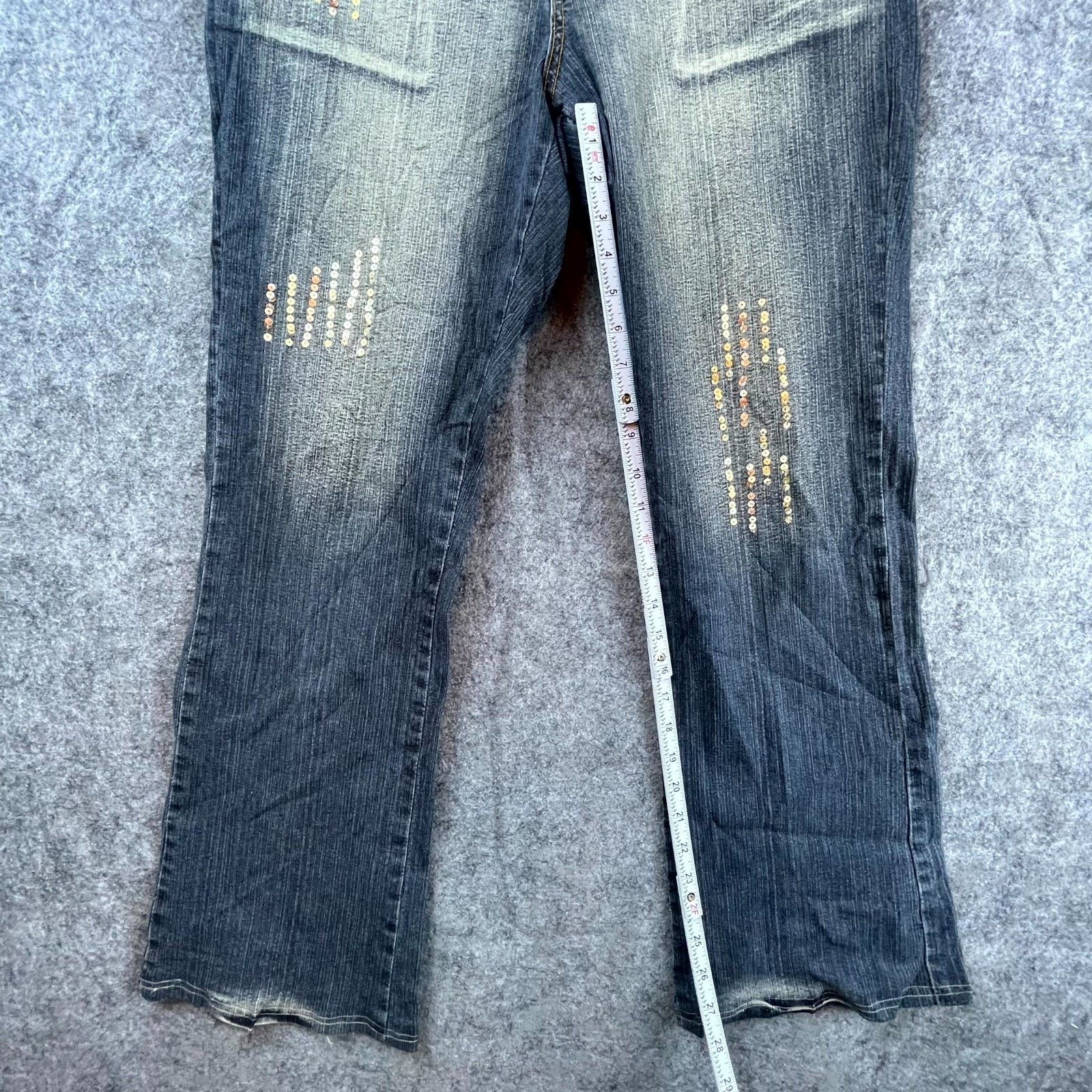 Apollo Apollo Jeans Women 15/16 Blue Sequin High Rise Bootcut Y2K Size 38" / US 16 / IT 52 - 8 Thumbnail