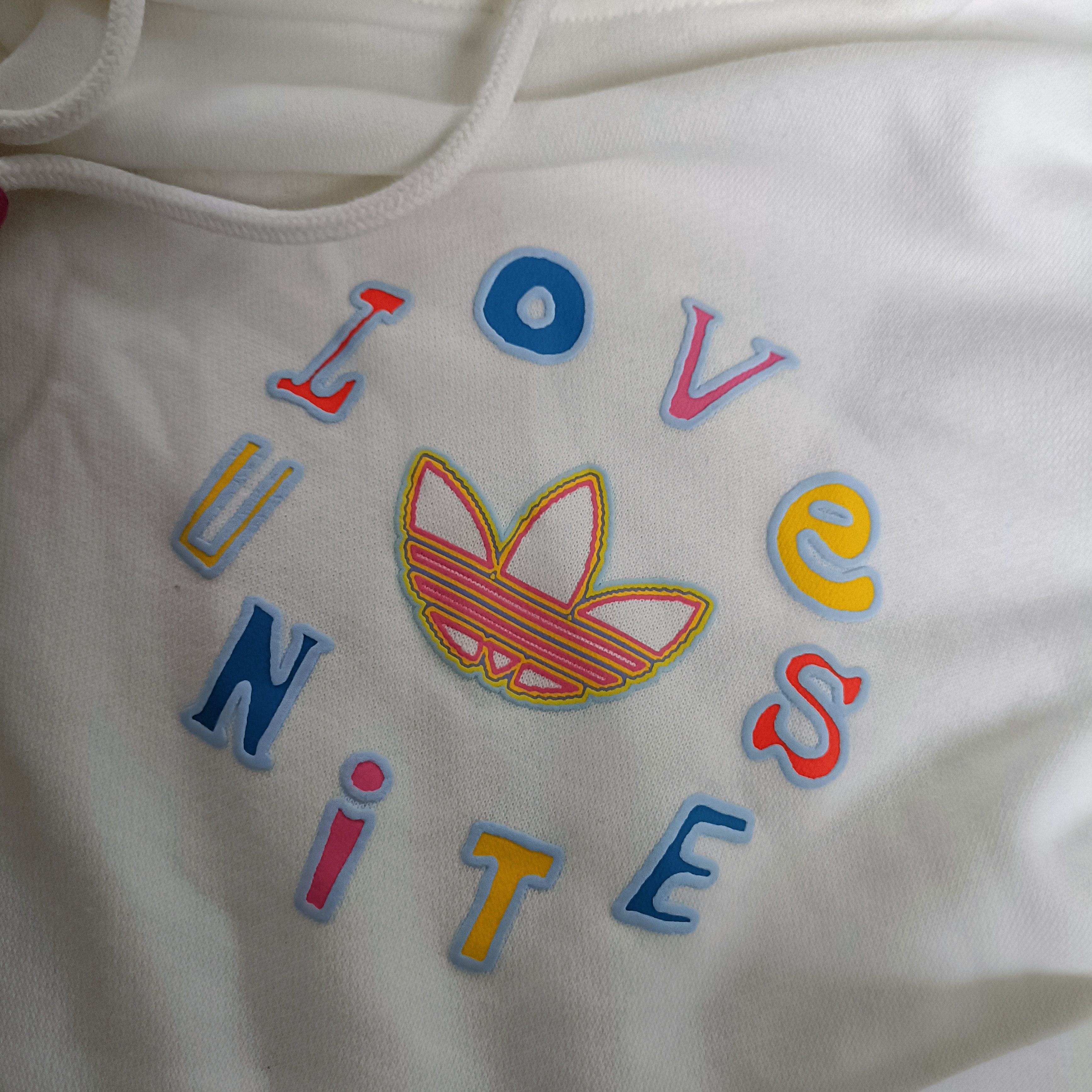 Adidas LOVE UNITES Men's Ecru Cotton Hoodie ! Size US L / EU 52-54 / 3 - 4 Thumbnail