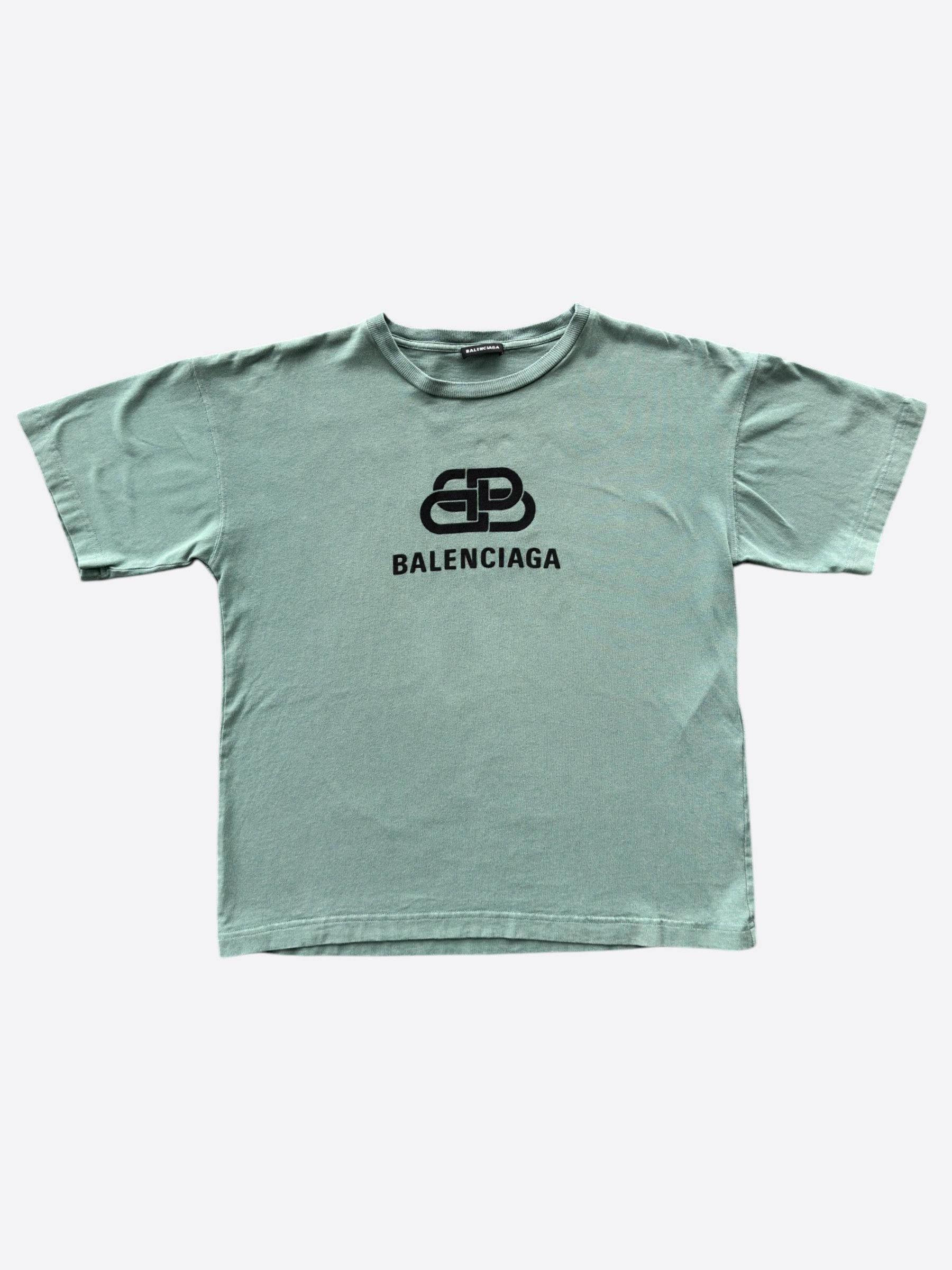 Balenciaga Balenciaga Green & Black Logo T-Shirt Size US XXS / EU 40 - 1 Thumbnail