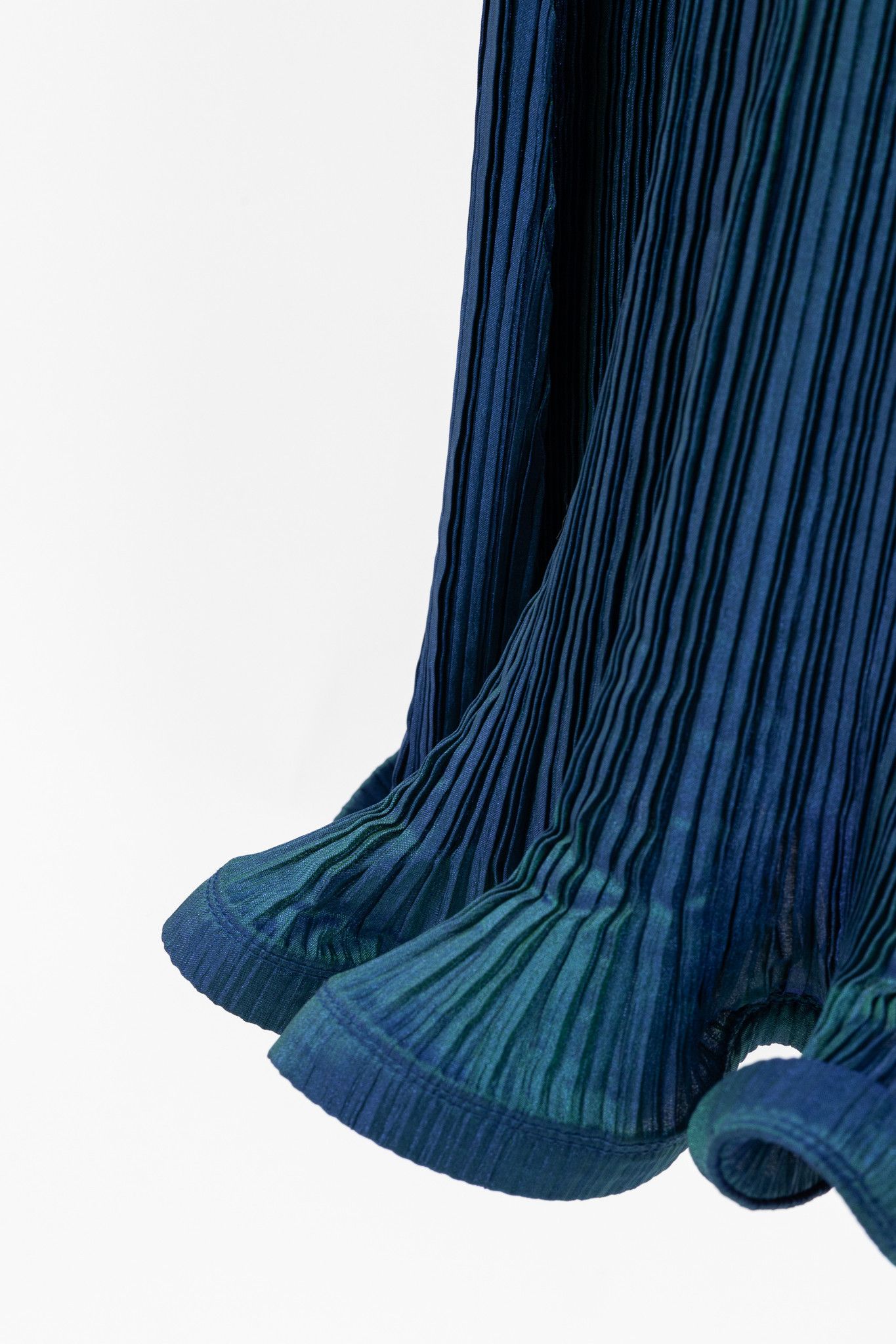 Issey Miyake Issey Miyake Metallic-Blue Ruffle-Hem Sleeveless Maxi Dress Size S / US 4 / IT 40 - 6 Thumbnail