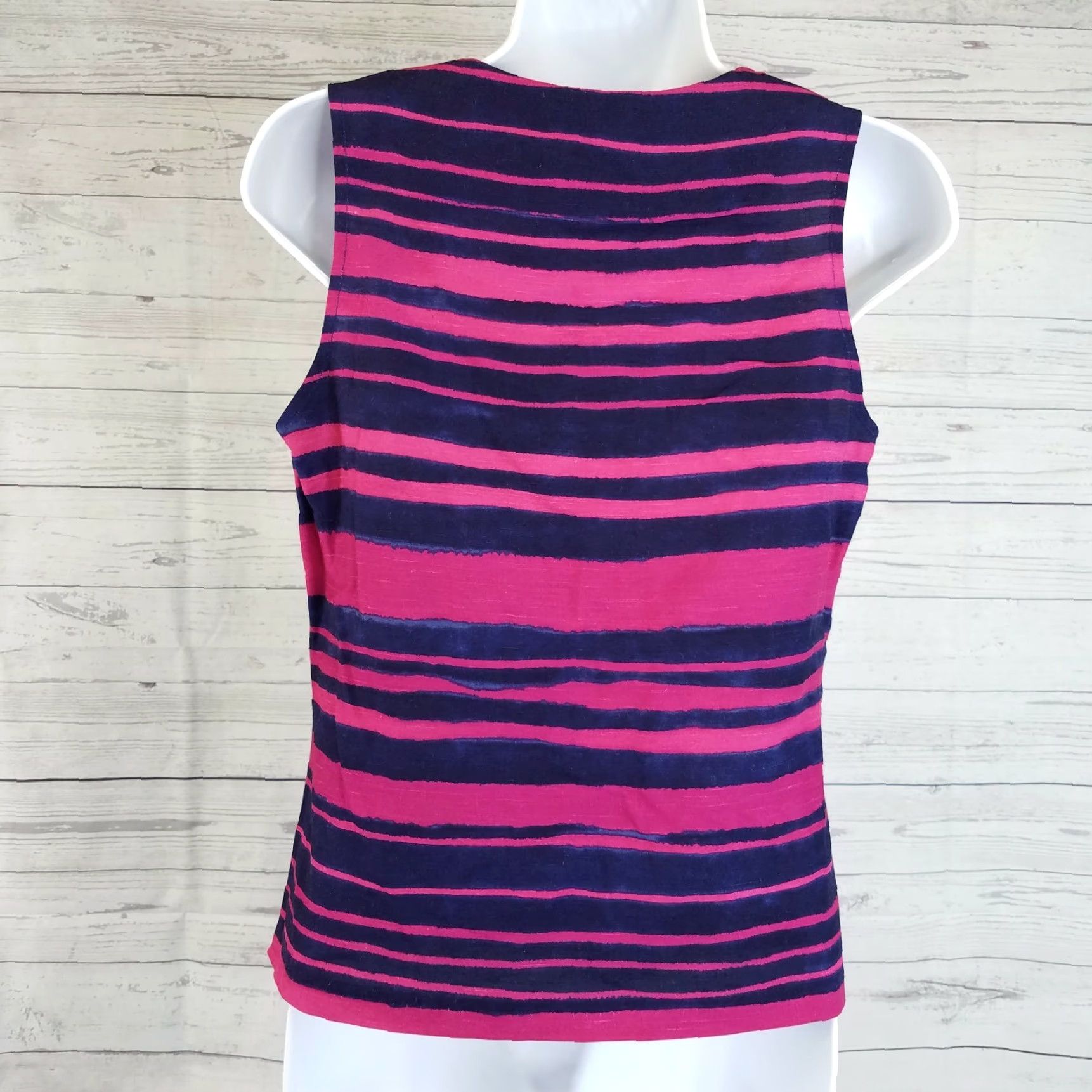 Jaeger Jaeger Womens 2 Piece Set Top & Skirt Sz 6 Pink Purple Linen Blend Sleeveless Striped Co-Ord Set Womens Size M / US 6-8 / IT 42-44 - 3 Thumbnail