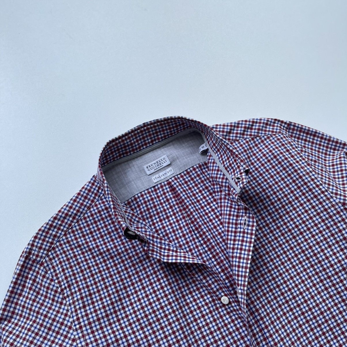 Brunello Cucinelli Brunello Cucinelli Italian Fit Checked Button Ups Shirt Red Size US S / EU 44-46 / 1 - 5 Thumbnail