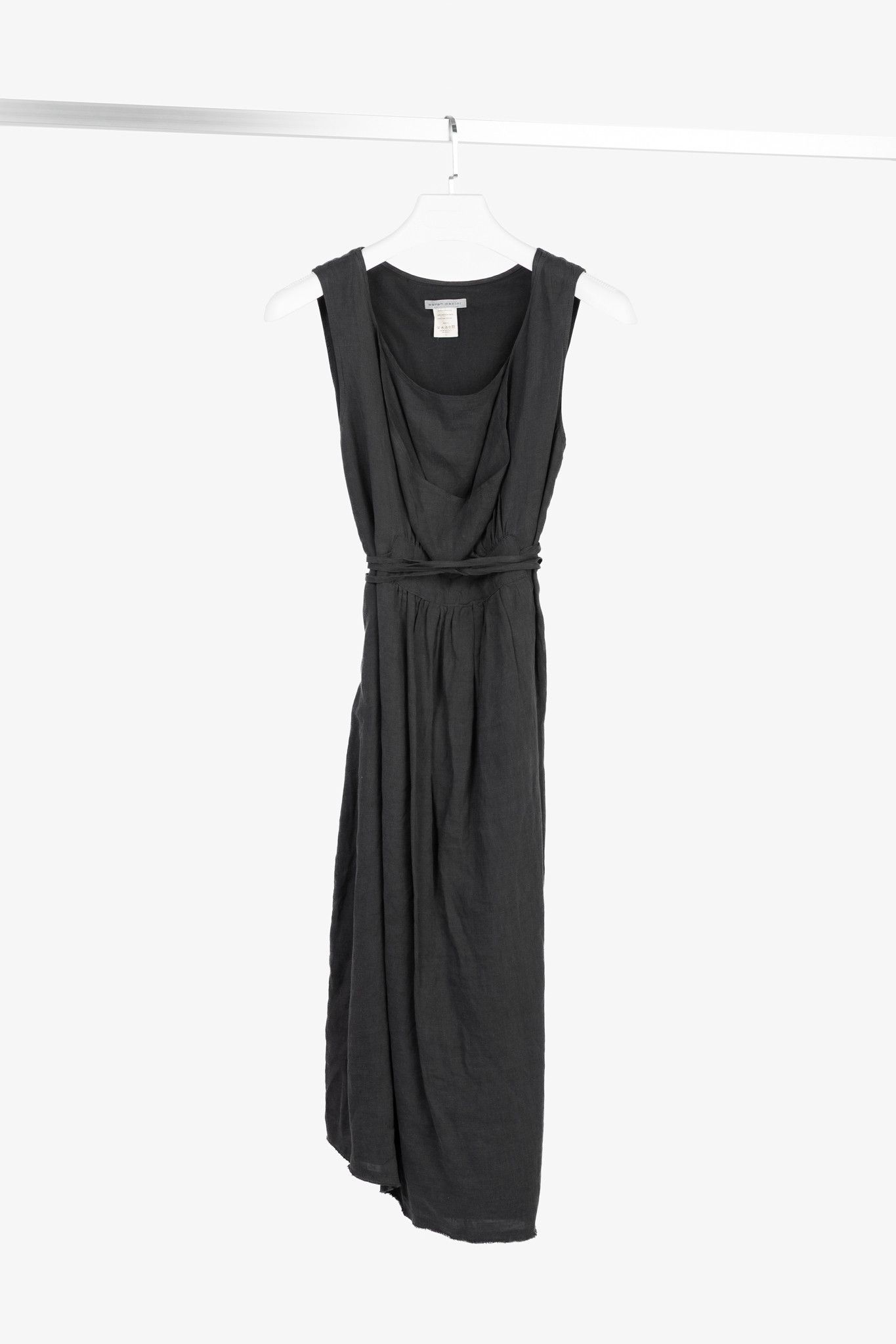 Sarah Pacini Sarah Pacini Grey Linen Tie-Waist Sleeveless Midi Dress Size M / US 6-8 / IT 42-44 - 1 Thumbnail