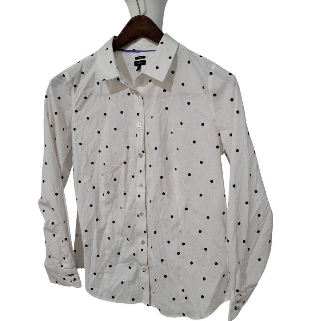 Talbots Talbots Polka-dot Long-Sleeves Fitted Button-Up Shirt 12 Size XL / US 12-14 / IT 48-50 - 5 Thumbnail