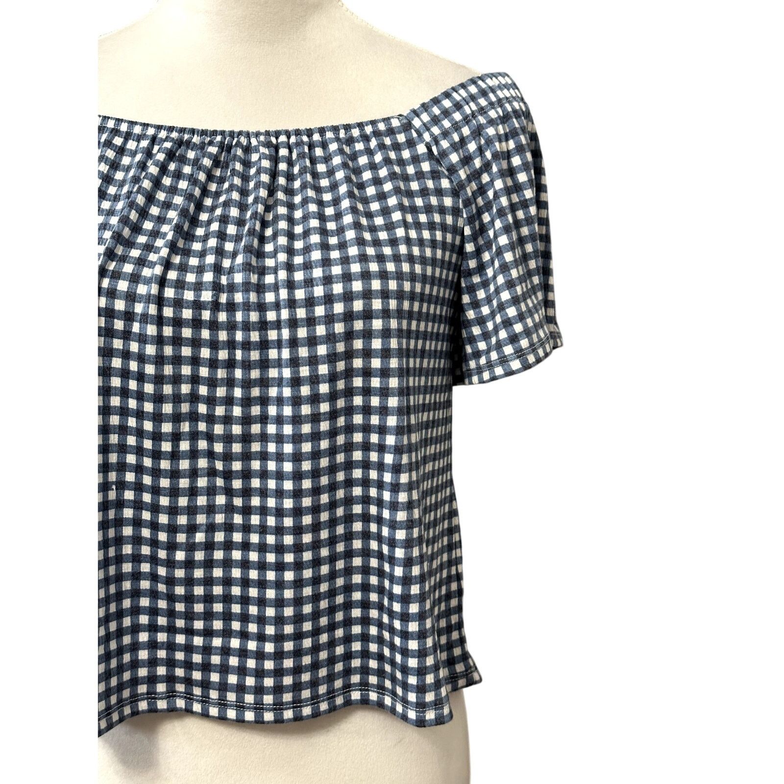 Other Belle Crop Top Gingham Short Sleeve Flare Square Neck S New Size S / US 4 / IT 40 - 3 Thumbnail