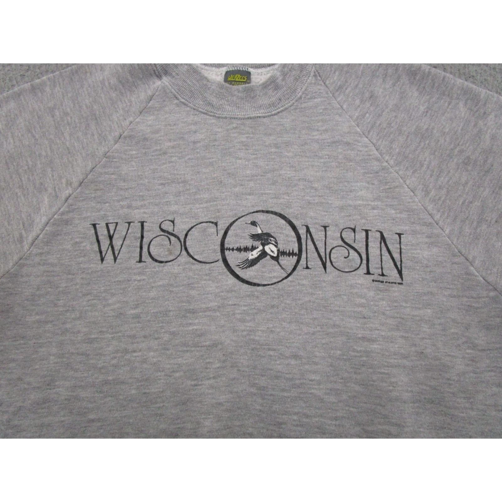 Jerzees VINTAGE Jerzees Sweatshirt Raglan Sleeve 80s Wisconsin USA Crew Neck Gray L Mens Size US L / EU 52-54 / 3 - 2 Thumbnail