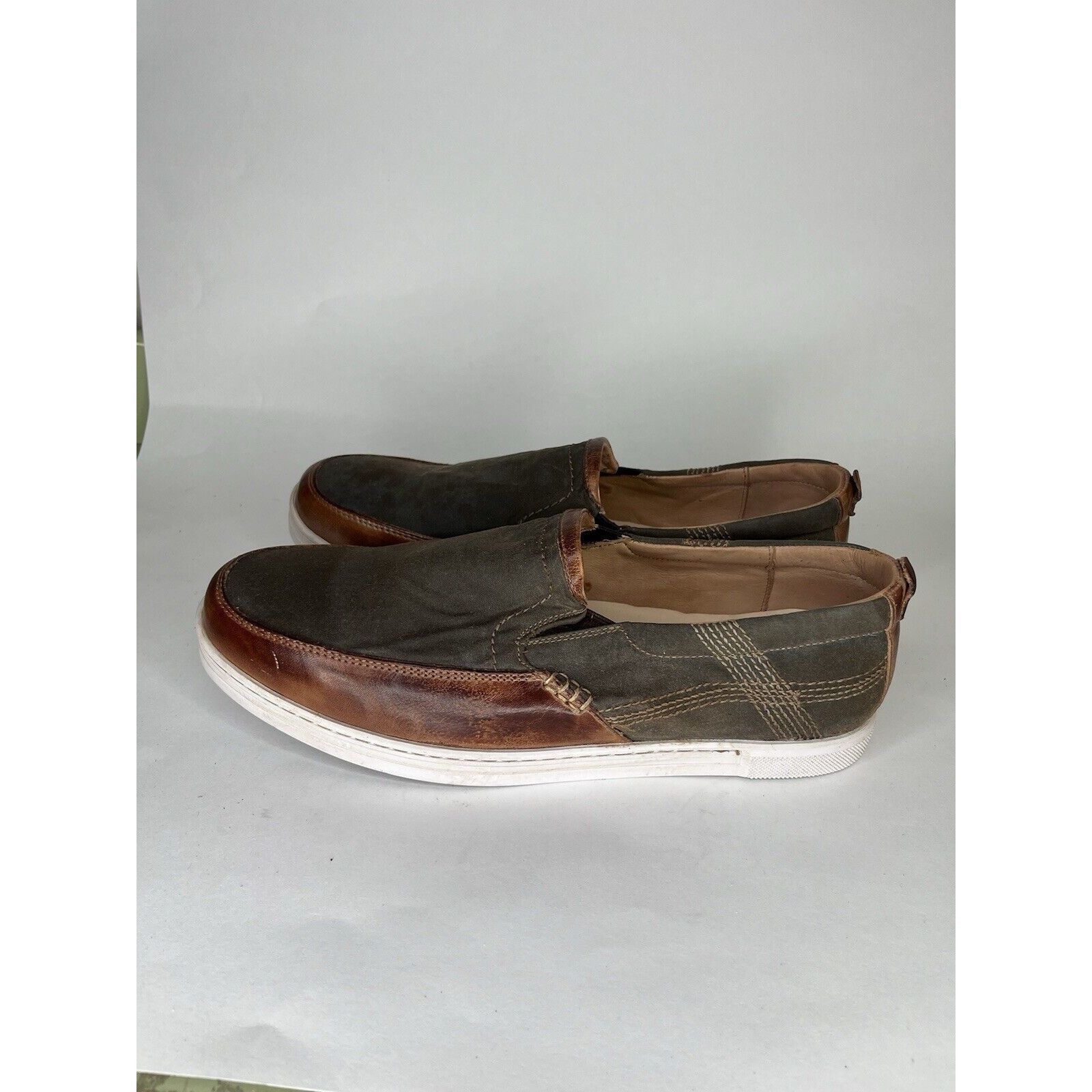 Bed Stu Bed Stu Green Canvas Brown Leather Casual Loafers Shoes Men Size US 13 / EU 46 - 3 Thumbnail