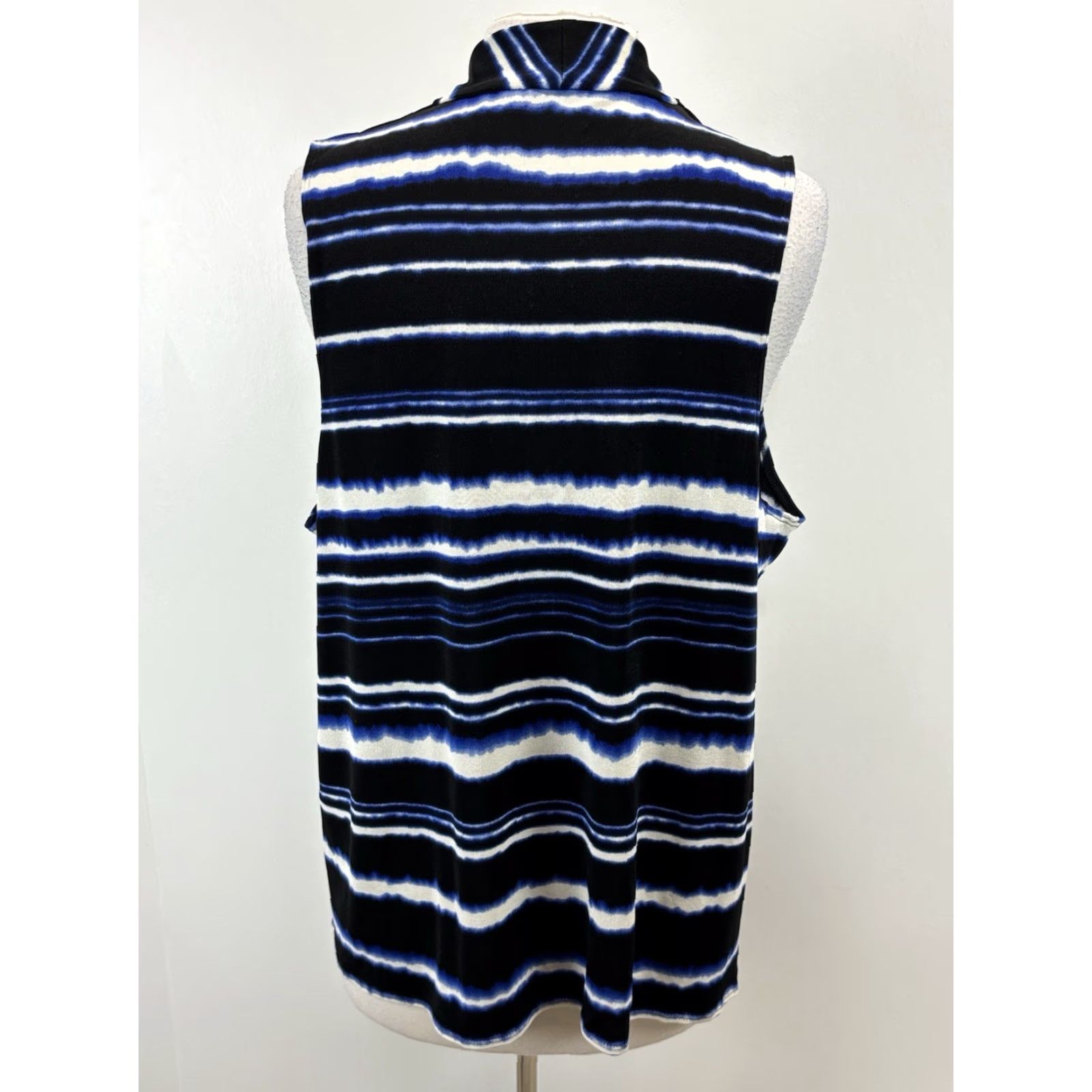 Vintage Chicos Travelers Striped Vest Large Blue Open Front Knit Vest Slinky Liquid Knit Womens L Holiday Travel Size L / US 10 / IT 46 - 3 Thumbnail
