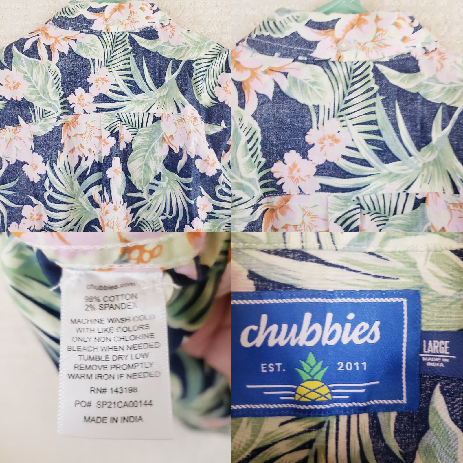 Chubbies Chubbies Weekend Wear Shirt Mens Large Floral Print Half Button Pullover New Size US L / EU 52-54 / 3 - 9 Thumbnail