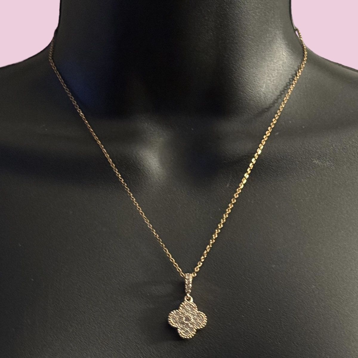 Other Gold stainless steel pave crystal clover pendant necklace Size ONE SIZE - 1 Thumbnail
