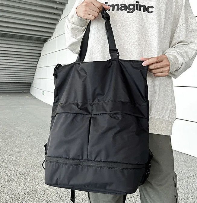 Vintage Utility Grunge Military Tote Bag Backpack in Black, Men's