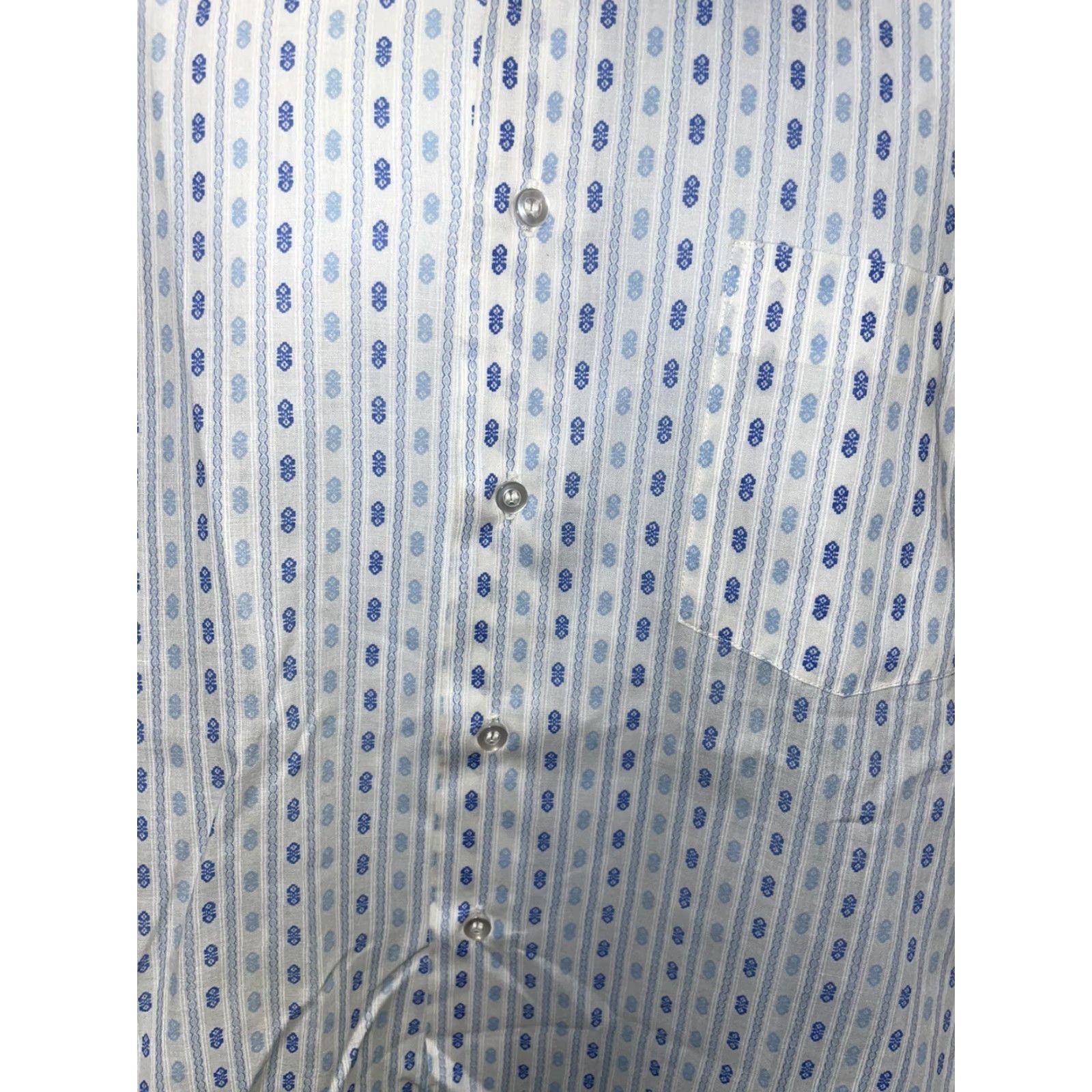 Vintage Manhattan Dura Brite Torque Polyester Blend Blue Button Down Shirt Mens M 15-33 Size US M / EU 48-50 / 2 - 5 Thumbnail