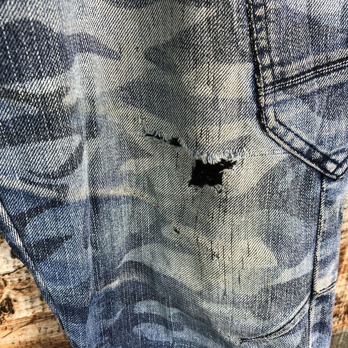Japanese Brand Z Dragon camo Blue Distressed Denim vintage Pants #A2167 Size US 33 - 13 Thumbnail