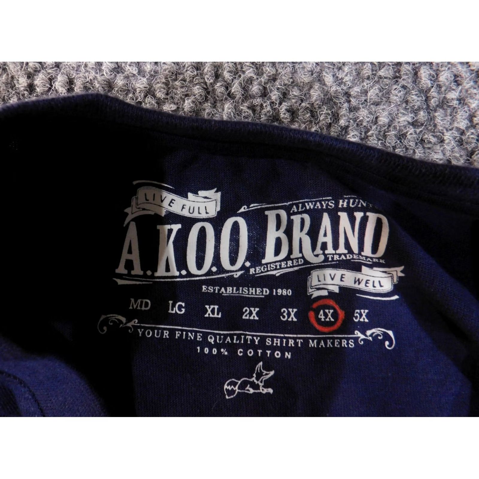 Denime AKOO T-Shirt Mens 4X Navy Blue Graphic Stars Crew Neck Short Sleeve Cotton Spandex Regular Fit Vintage: No Size US XXL / EU 58 / 5 - 6 Thumbnail