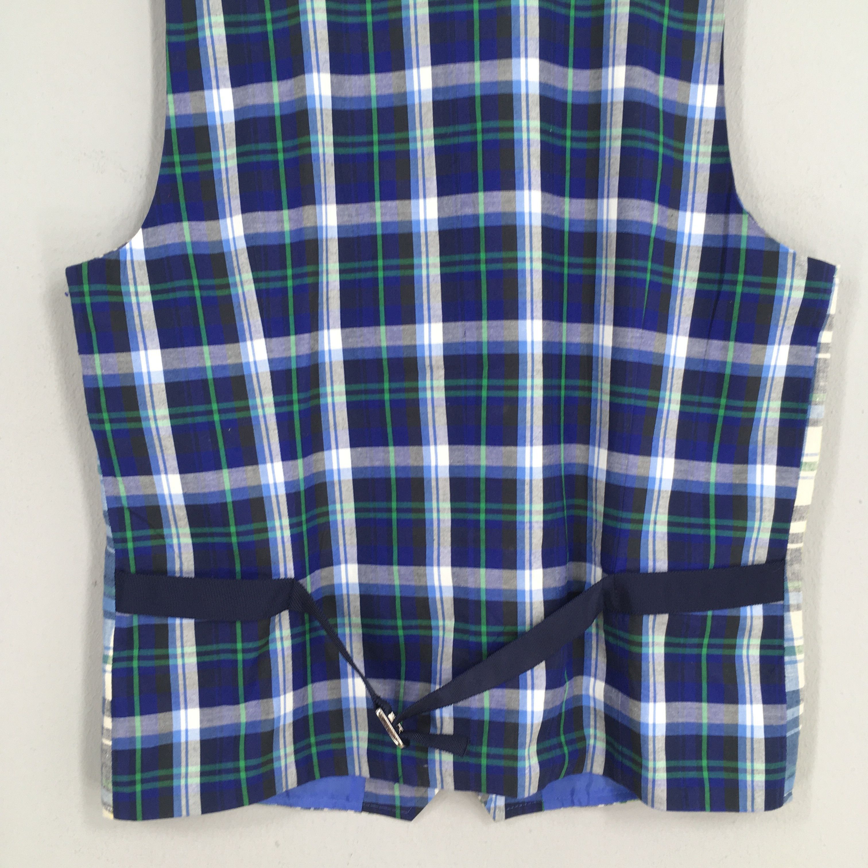 Sacai Sacai Japan Tartan Plaid Blue Linen Vest Jacket Size 2 Size US M / EU 48-50 / 2 - 8 Thumbnail