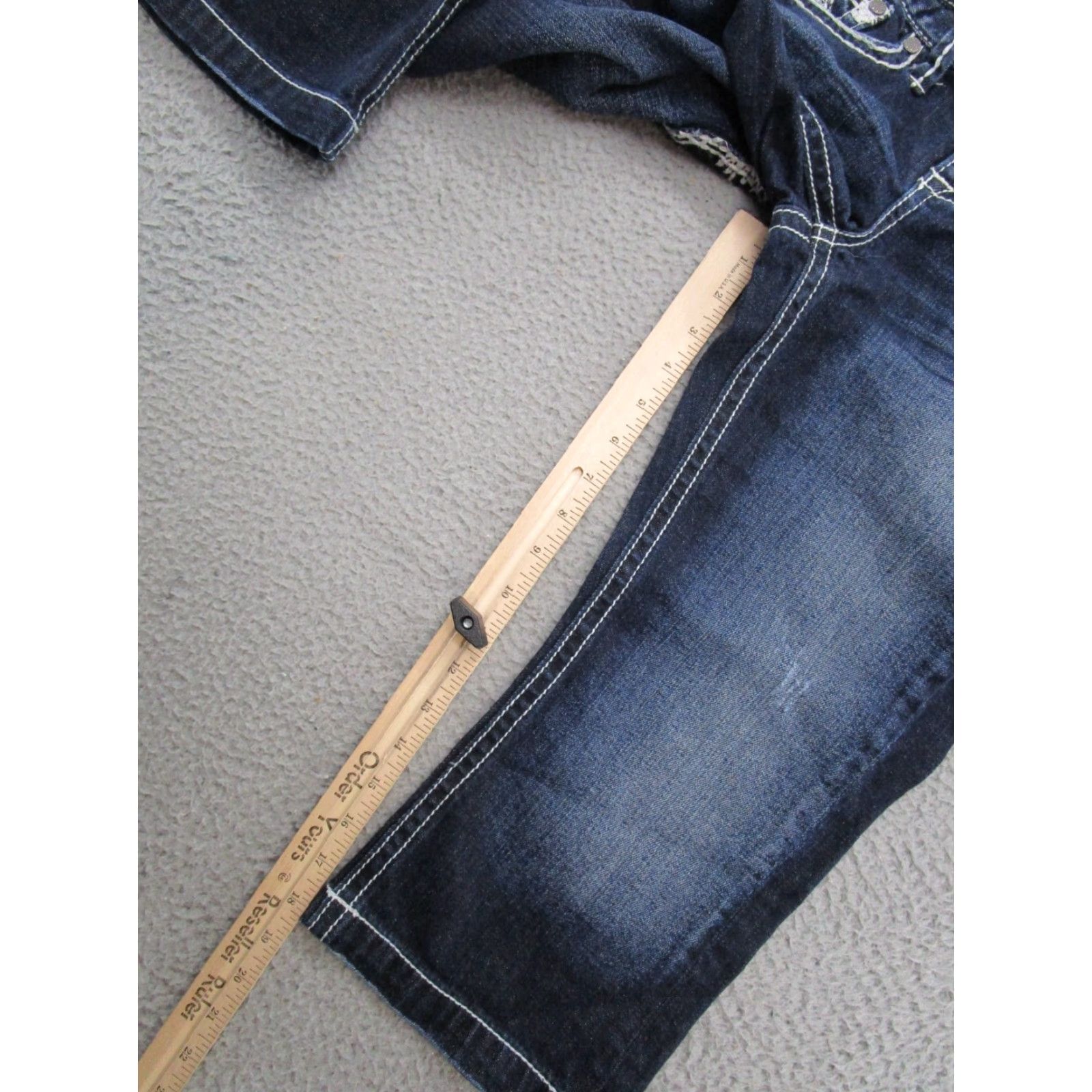 Vintage Maurices Y2K Women's Denim Capri Jeans Dark Wash Stretch Size 4 Blue Capri Jeans Womens Size 27" / US 4 / IT 40 - 7 Thumbnail