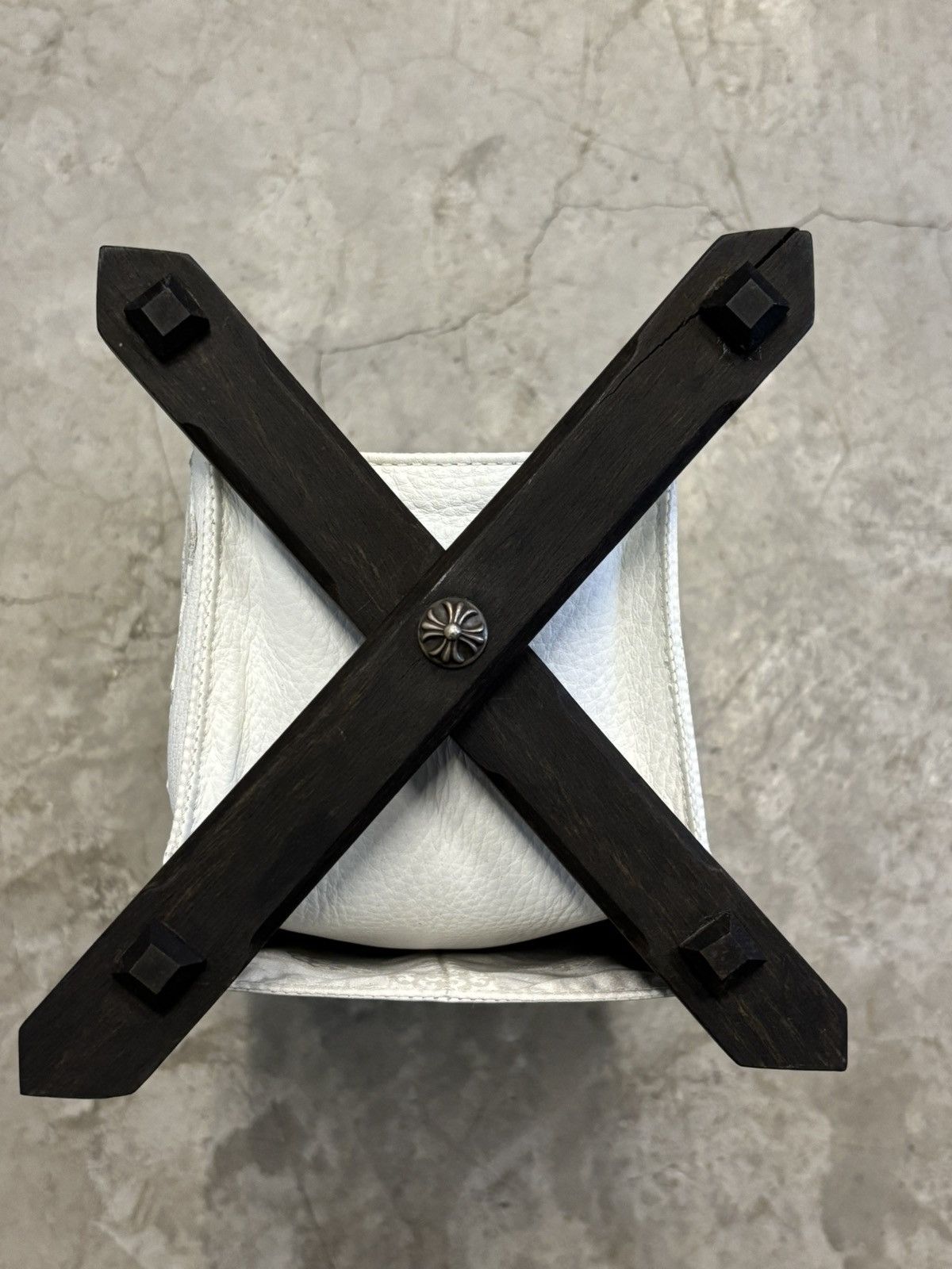 Chrome Hearts Ebony Wood & white leather rack with full cross patches Size ONE SIZE - 6 Thumbnail