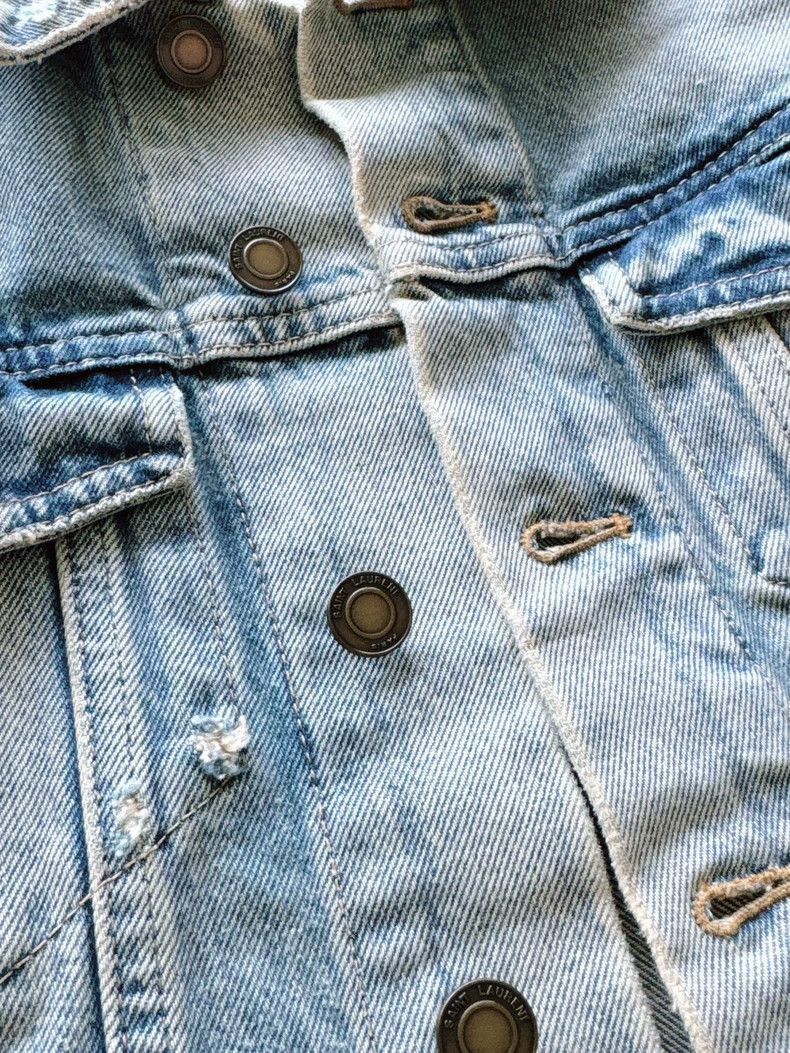 Saint Laurent Paris Saint Laurent Paris YSL Denim Jacket Light Blue Size S-250 Size US S / EU 44-46 / 1 - 2 Thumbnail