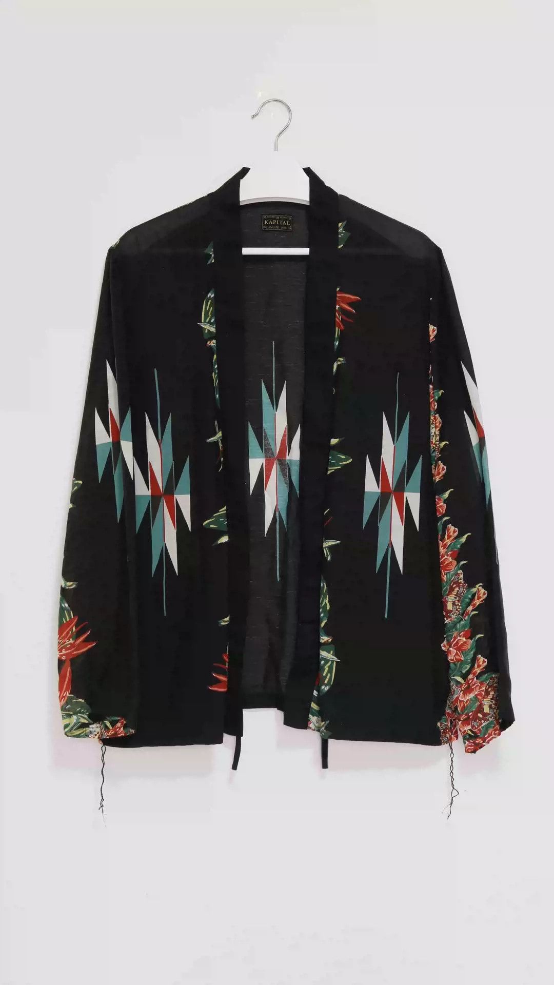 image of Kapital Hirata And Hiroshi Printed Voile Kimono Tulle Kimono Jacket in Black, Men's (Size Large)